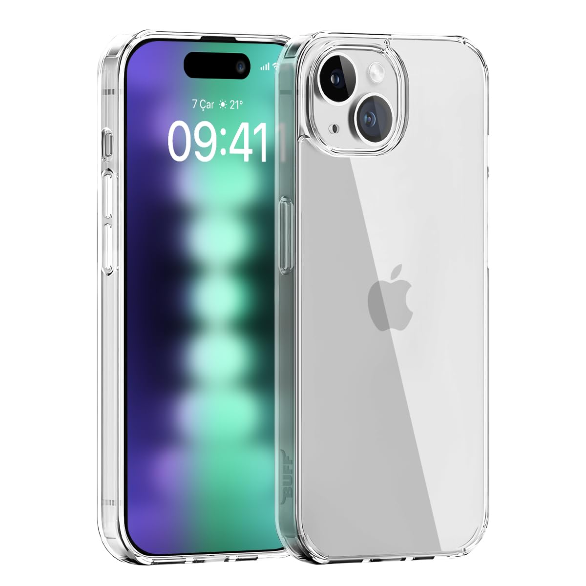 BUFF LABS iPhone 15 Plus (6.7") Air Hybrid Darbe Emici TPU + PC Şeffaf Kılıf (Crystal Clear)