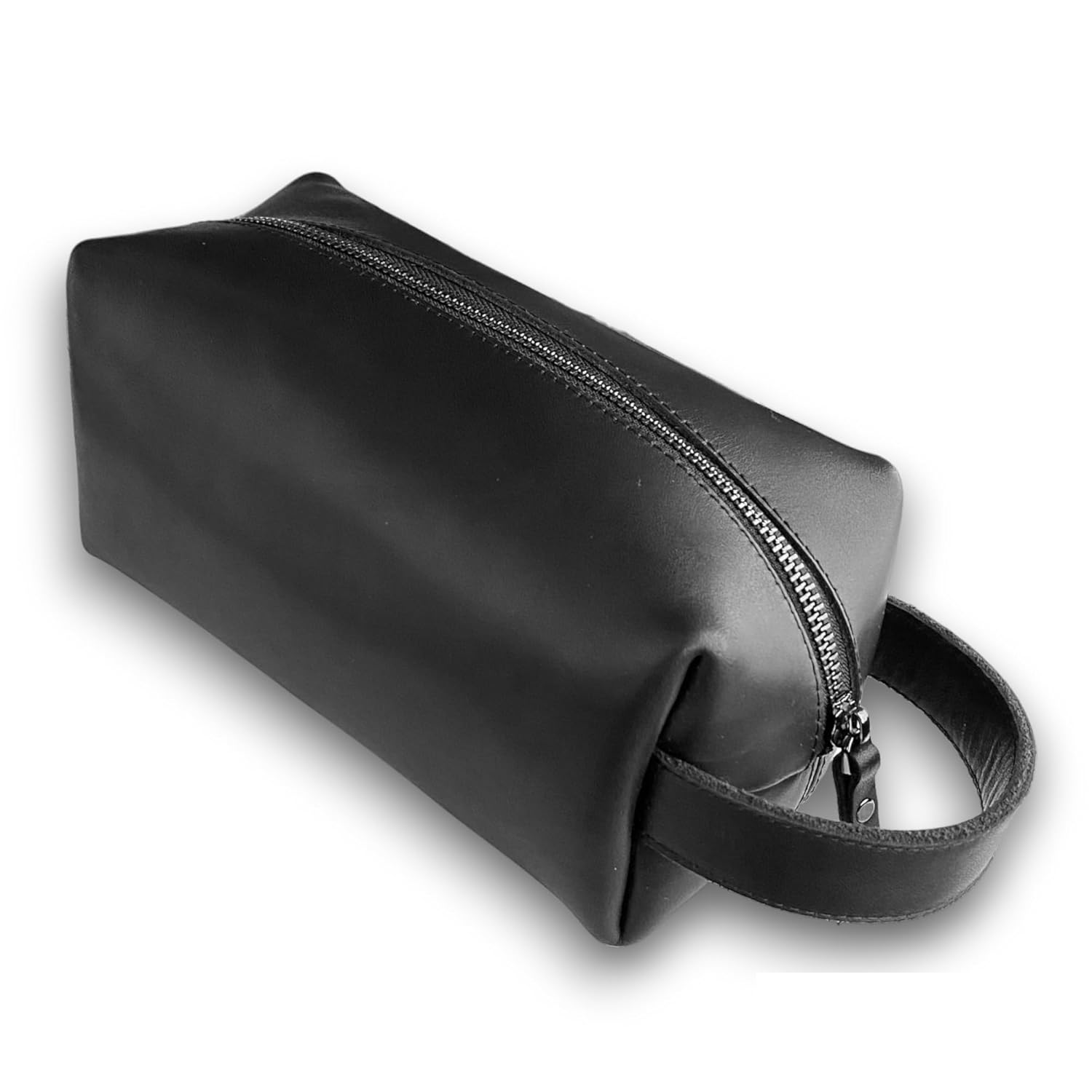 Modica® Partenon - Gerçek Deri Fermuarlı El Çantası - Tıraş Takımı Dopp Kiti- Seyahat Makyaj Çantası (Siyah)