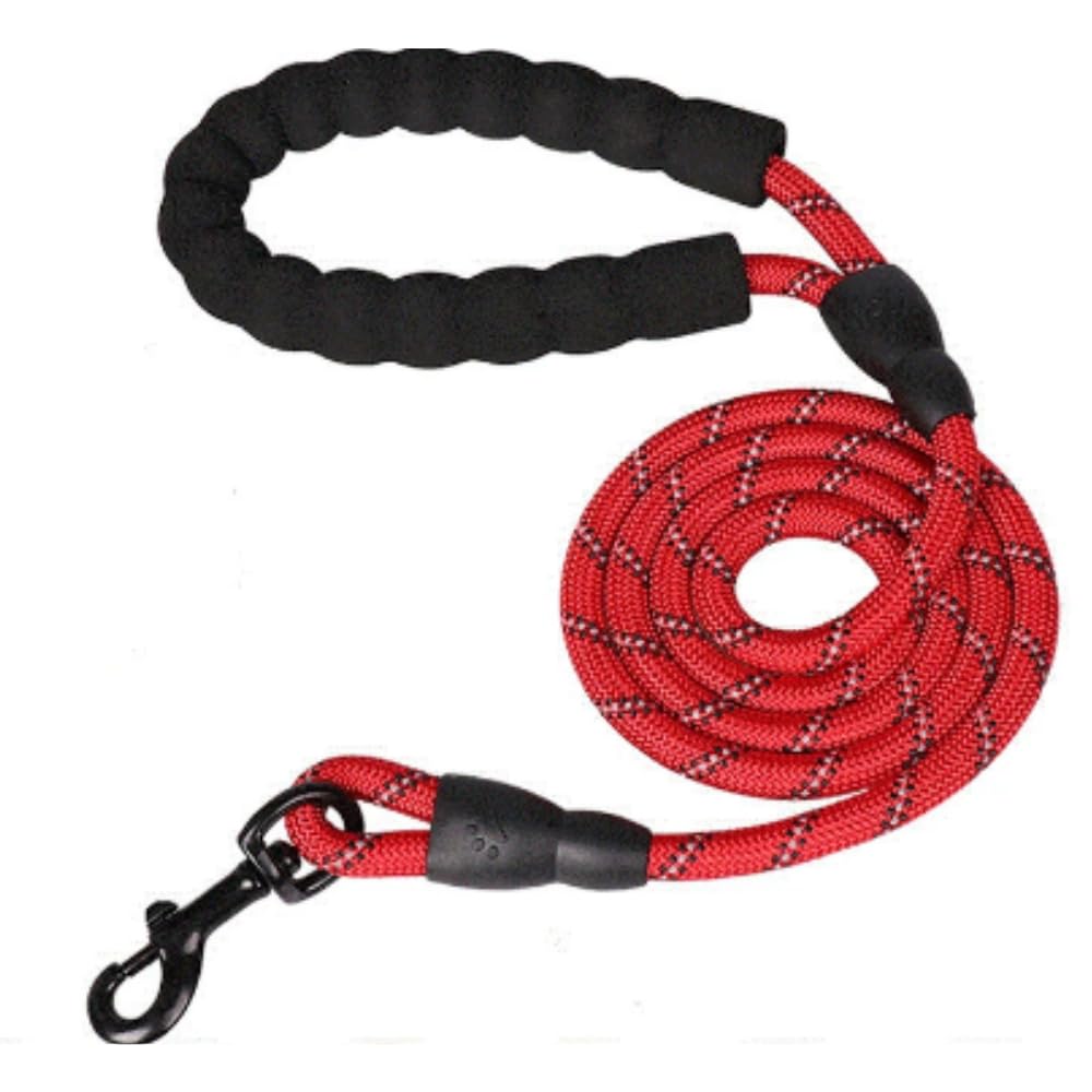 Tosbai Köpek Gezdirme Kayışı ve Tasması, Büyük Küçük Irk İçin Sevk Tasması, 150 x 1.2 Cm (Kırmızı Refrektörlü)