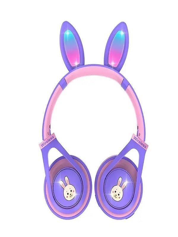 teknosepetim Tananşan Kulaklık renkli led ışıklı Mikrofonlu Bluetooth Kulaklık Çocuk Yetişkin Uygun STEREO BASS mp3 aux sd girişli bugs bunny gibi mor, Teknosepetim, Large