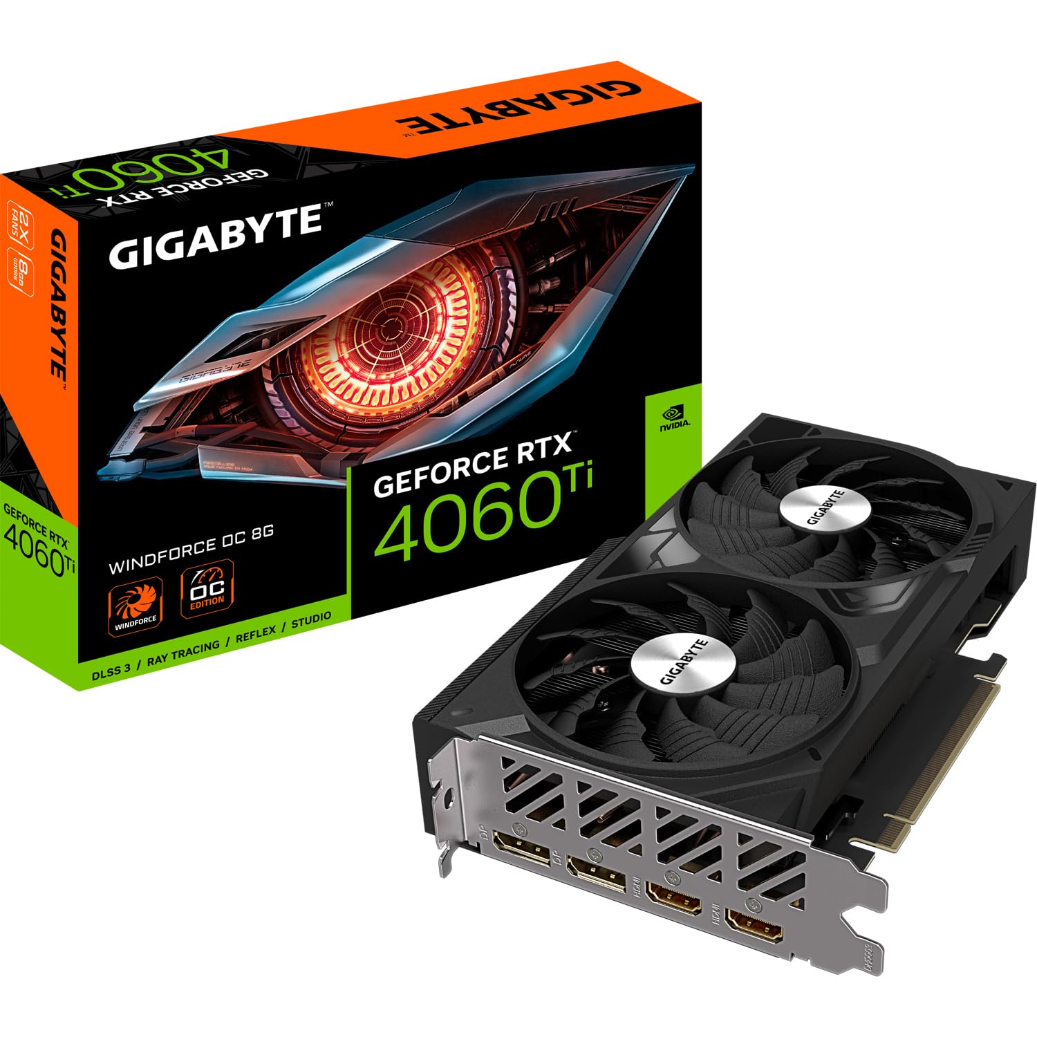 GIGABYTE GeForce RTX™ 4060 Ti WINDFORCE OC 8G 2 fanlı WINDFORCE COOLING SYSTEM Gaming Ekran Kartı