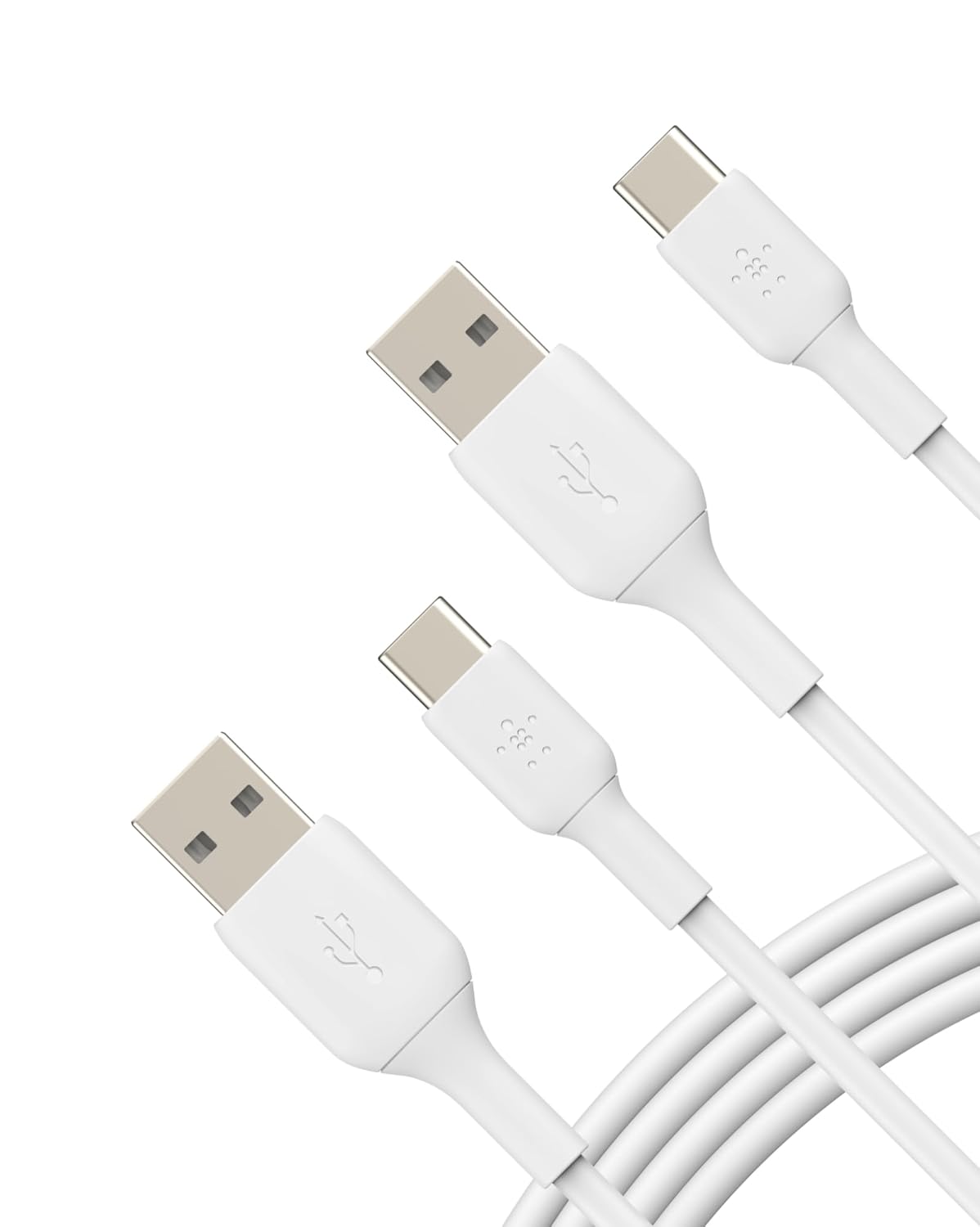 Belkin Boost Charge USB C Şarj Kablosu, USB-C, USB-A Kablosu, iPhone 16, 15, Samsung Galaxy S24, S23, Google Pixel, iPad Pro, Nintendo Switch ve Daha Fazlası için, 1 Metre, 2'li Paket, Beyaz