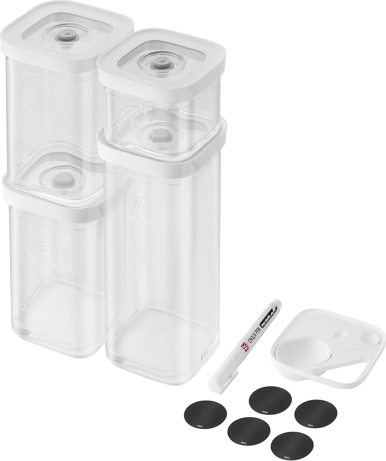ZWILLING Fresh & Save Cube seti, S beden, 6 parçalı saklama seti, 4 x küp saklama kutusu dahil (S, 2 x 2S, 3S), ölçü kaşığı (3 boyut), 5 x NFC etiketi, 1 x tebeşir kalemi