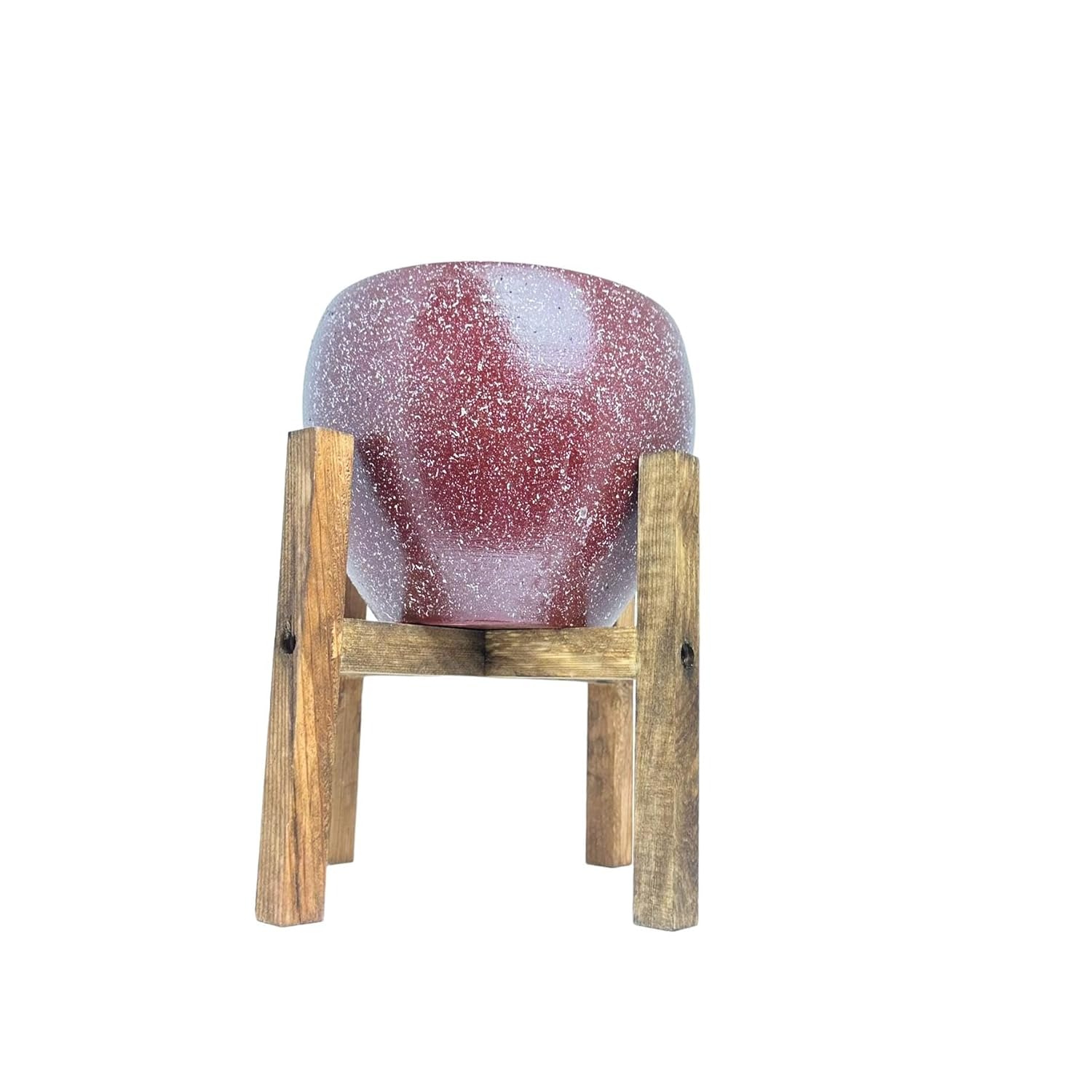 Bitki Tasarımı Ev Dekorasyon Bordo Granit Toprak Saksı Saksılık Salon Çiçeklik 4 Ayaklı - 15 CM