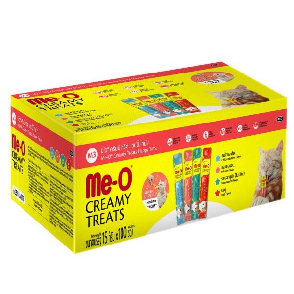 Me-O Mutluluk Mix 4 Çeşit Kedi Krema Ödülü Kutu 25x4x15 Gr