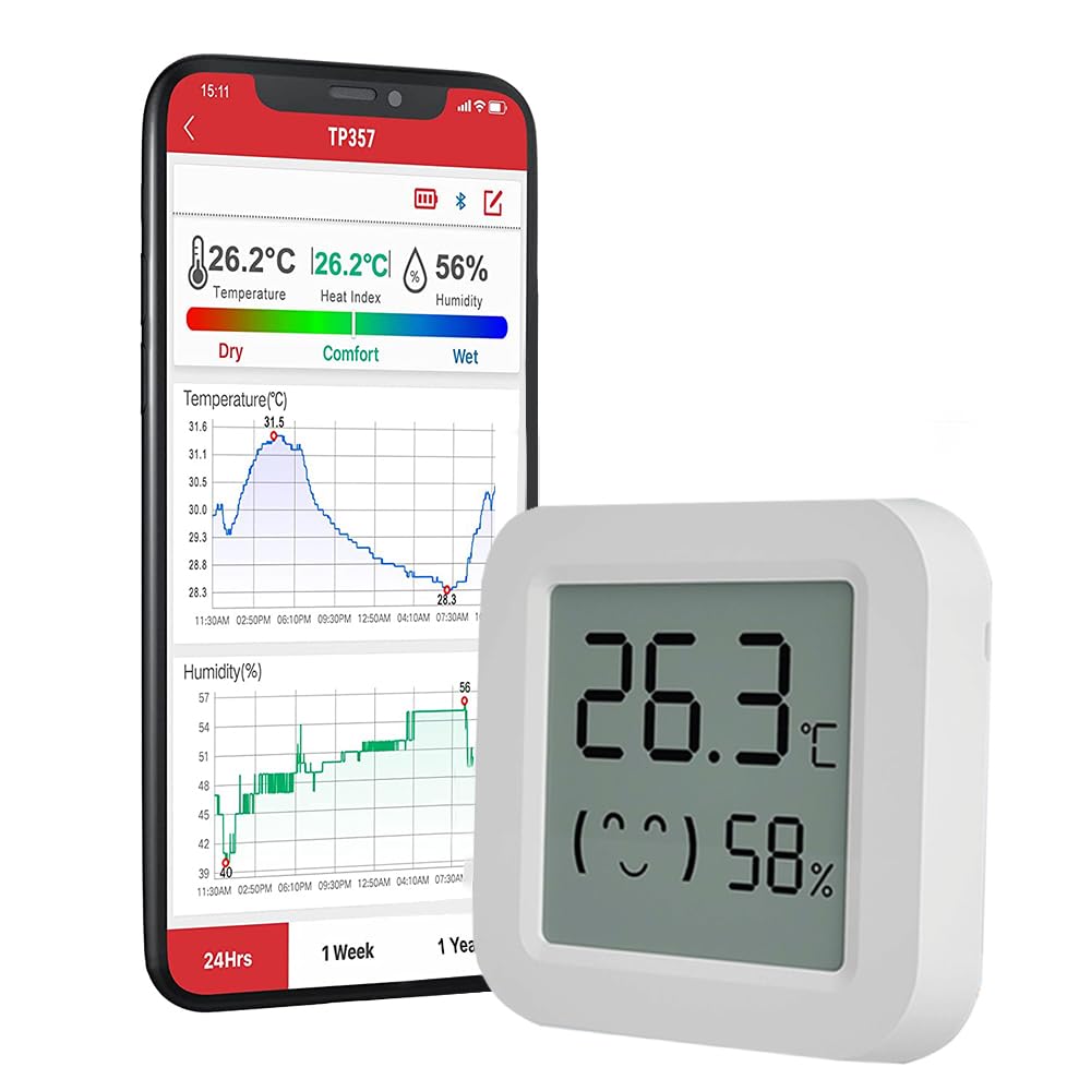 Mijia Isı Ve Nem Ölçer Termometre Bluetoooth Bağlantılı Dijital Termometre LCD Ekranlı Isı Nem Ölçer, iOS/Android ile uyumlu,çucuk,bebek,ev vs. için, beyaz
