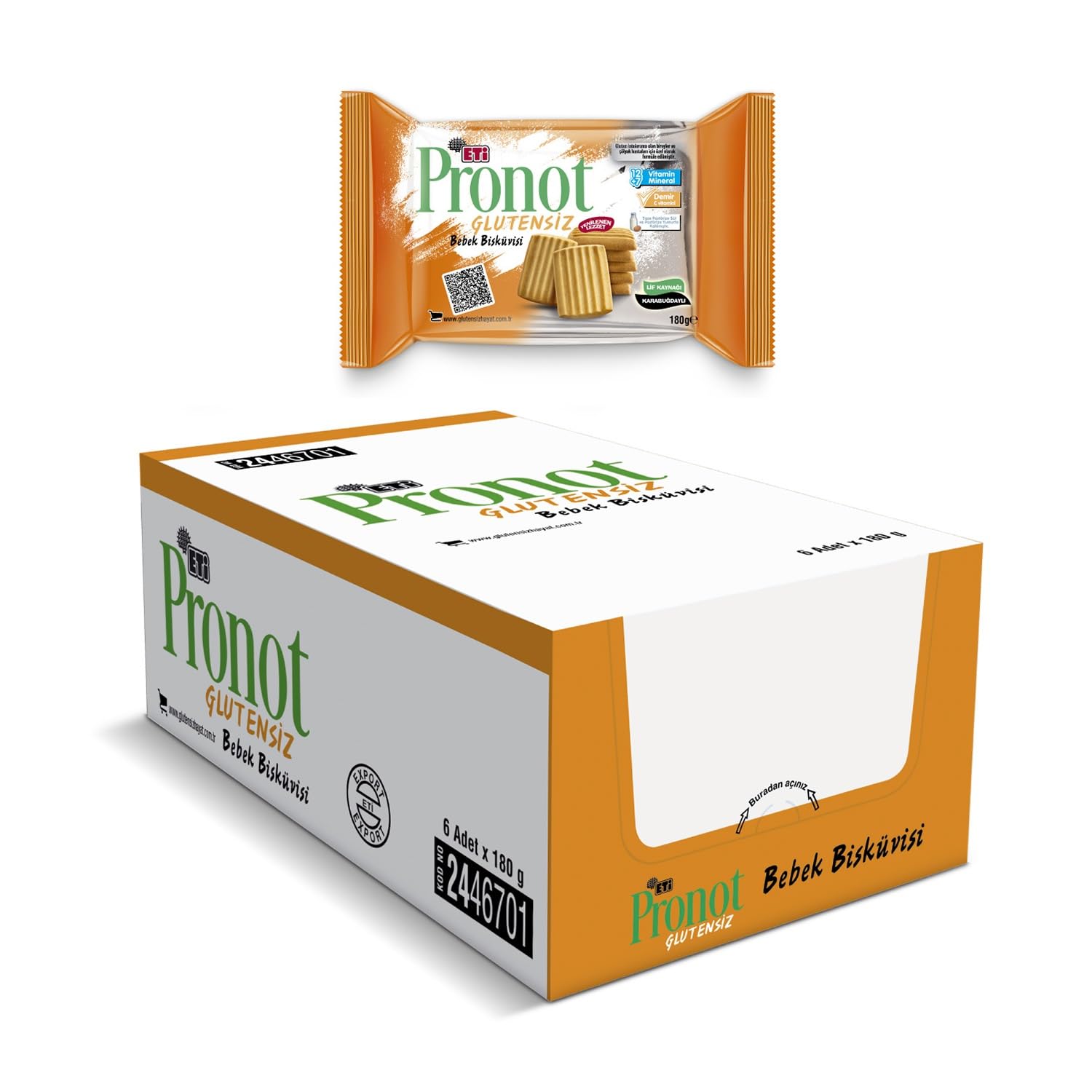 Eti Pronot Glutensiz Bebek Bisküvisi 180 g x 6 Adet