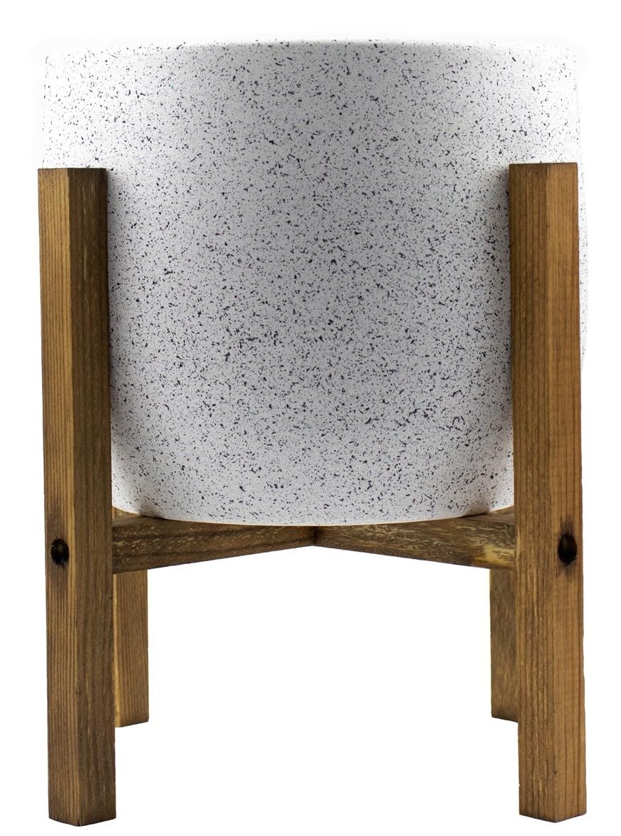 bitkitasarımı BİTKİ TASARIMI EV DEKORASYON AKSESUAR BEYAZ GRANİT TOPRAK SAKSI SAKSILIK SALON ÇİÇEKLİK 4 AYAKLI - 19 CM