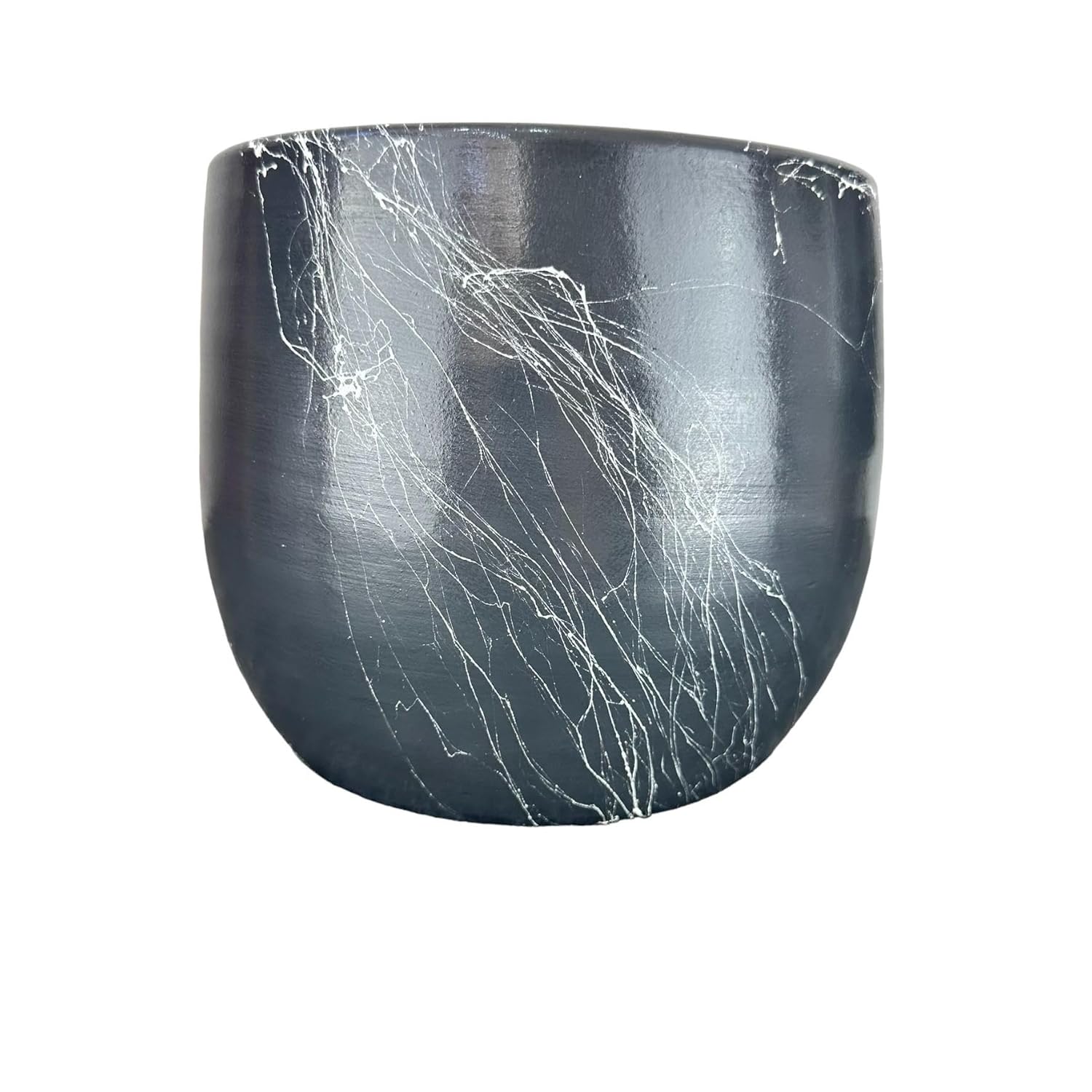 bitkitasarımı BİTKİ TASARIMI EV DEKORASYON AKSESUAR GRİ ÜZERİ BEYAZ MERMER EFEKTLİ TOPRAK SAKSI SAKSILIK SALON ÇİÇEKLİK - 19 CM