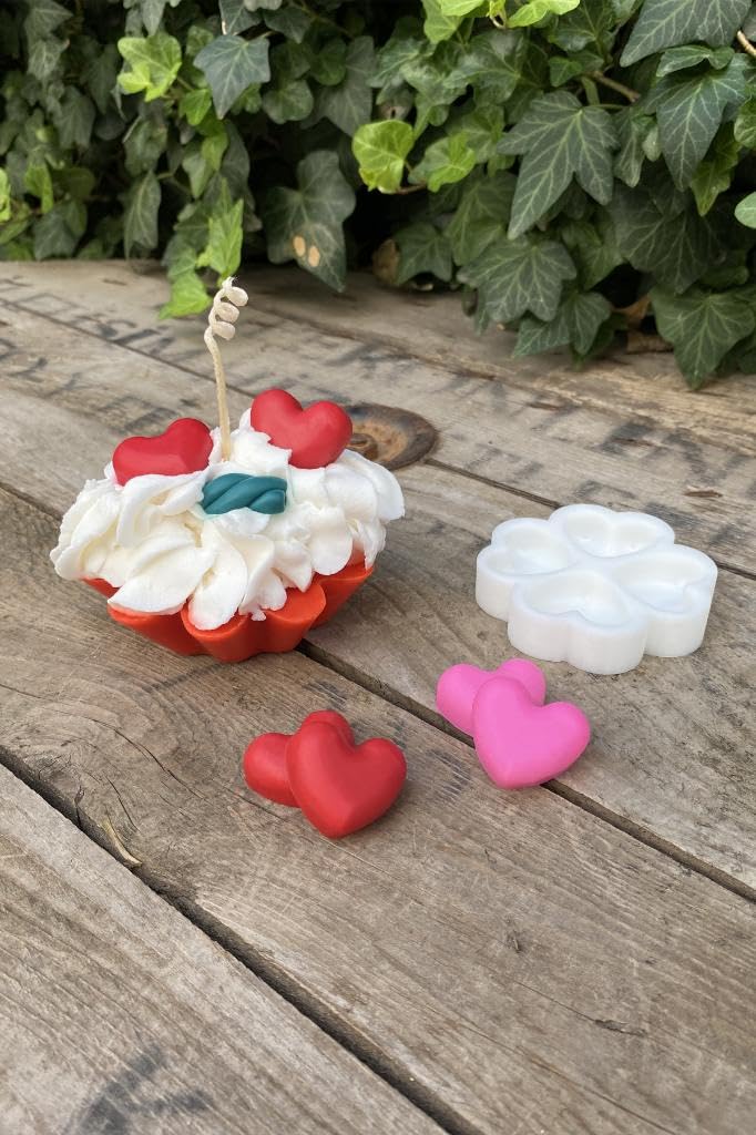 Rufus Concept Kalp Mini Dörtlü Mum Kalıbı (Silikon) (Küçük Süsleme Kalıbı) 1 Adet