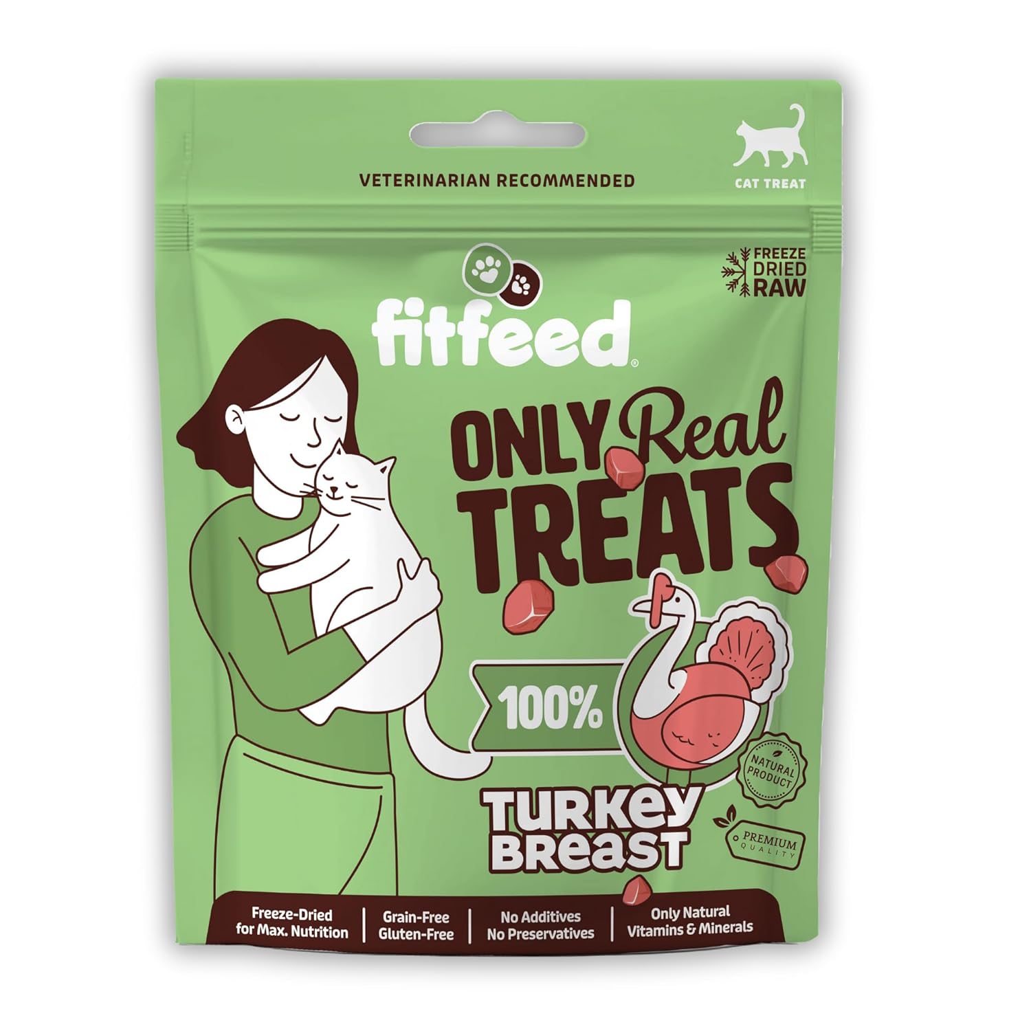 fitfeed Freeze-Dried Çiğ Hindi Göğüs Kedi Ödül Maması 40g