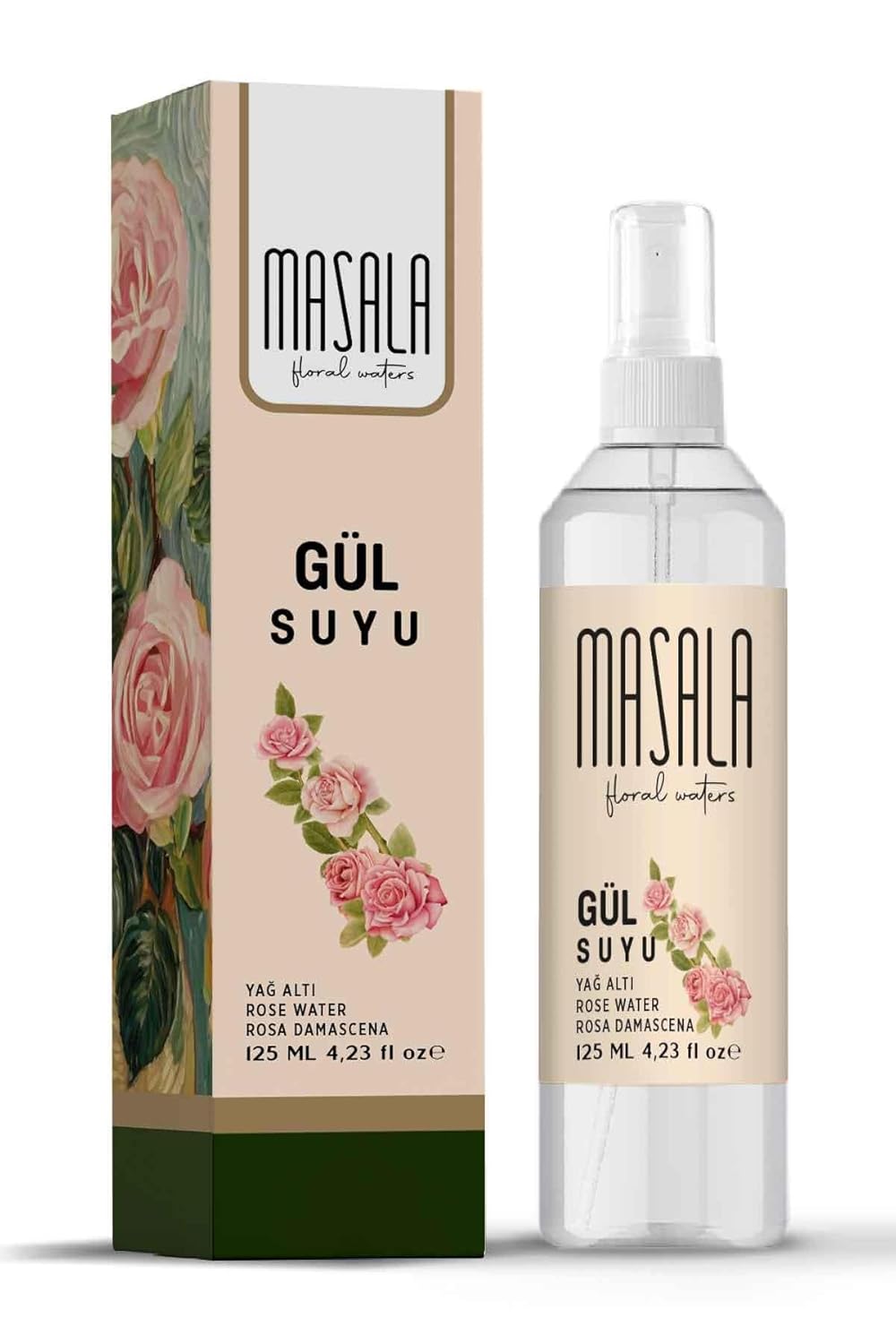 Masala Saf Gül Suyu 125 ml%100 Doğal Yağlı Hidrosol - Tonik Rose Floral Water Hydrosol Tonic