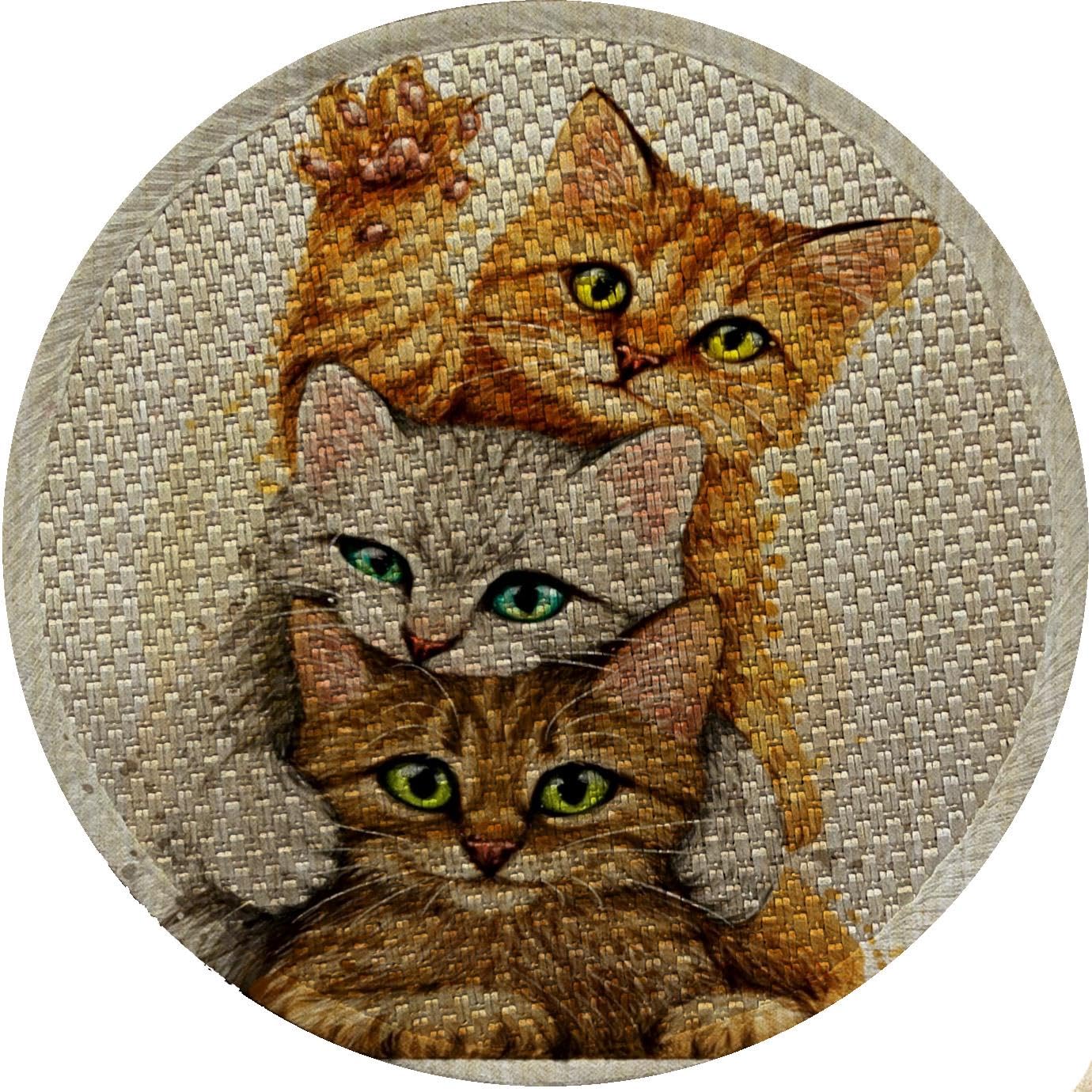 Glipet Desenli Çift Taraflı Kedi Tırmalama Paspası Yuvarlak Yellow 36 * 36 cm