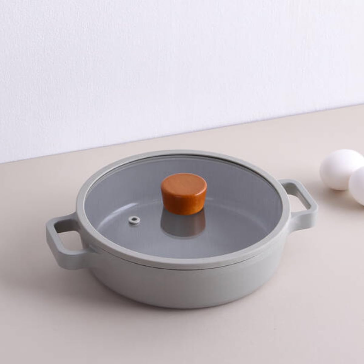 Neoflam Fika Alüminyum Gri Cam Kapaklı Döküm Sahan 20 Cm