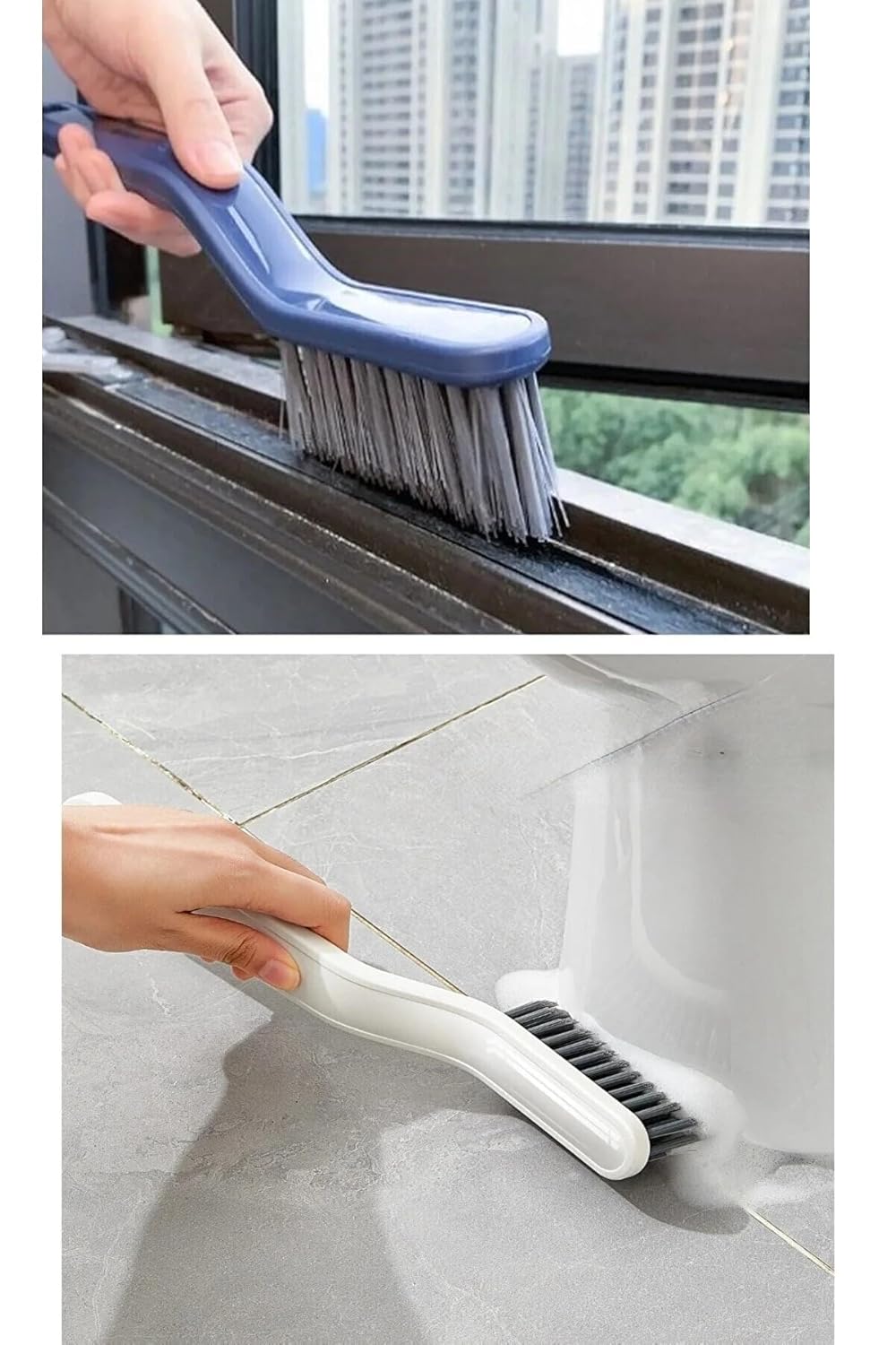 Mobee Sökme Aparatlı Cımbızlı Banyo Temizlik Fırçası Pencere Boşluk Kazıma Fırçası Köşe Temizleme Fırçası