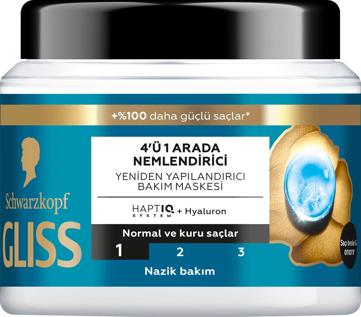Gliss Aqua Revive Nemlendirici 4'Ü 1 Arada Bakım Maskesi 400 ml, Normal Ve Kuru Saçlar