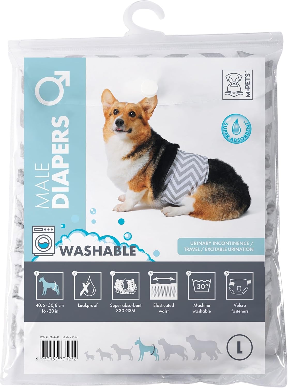 M-PETS ERKEK KÖPEKLER İÇİN YIKANABİLİR KÜLOT (L)