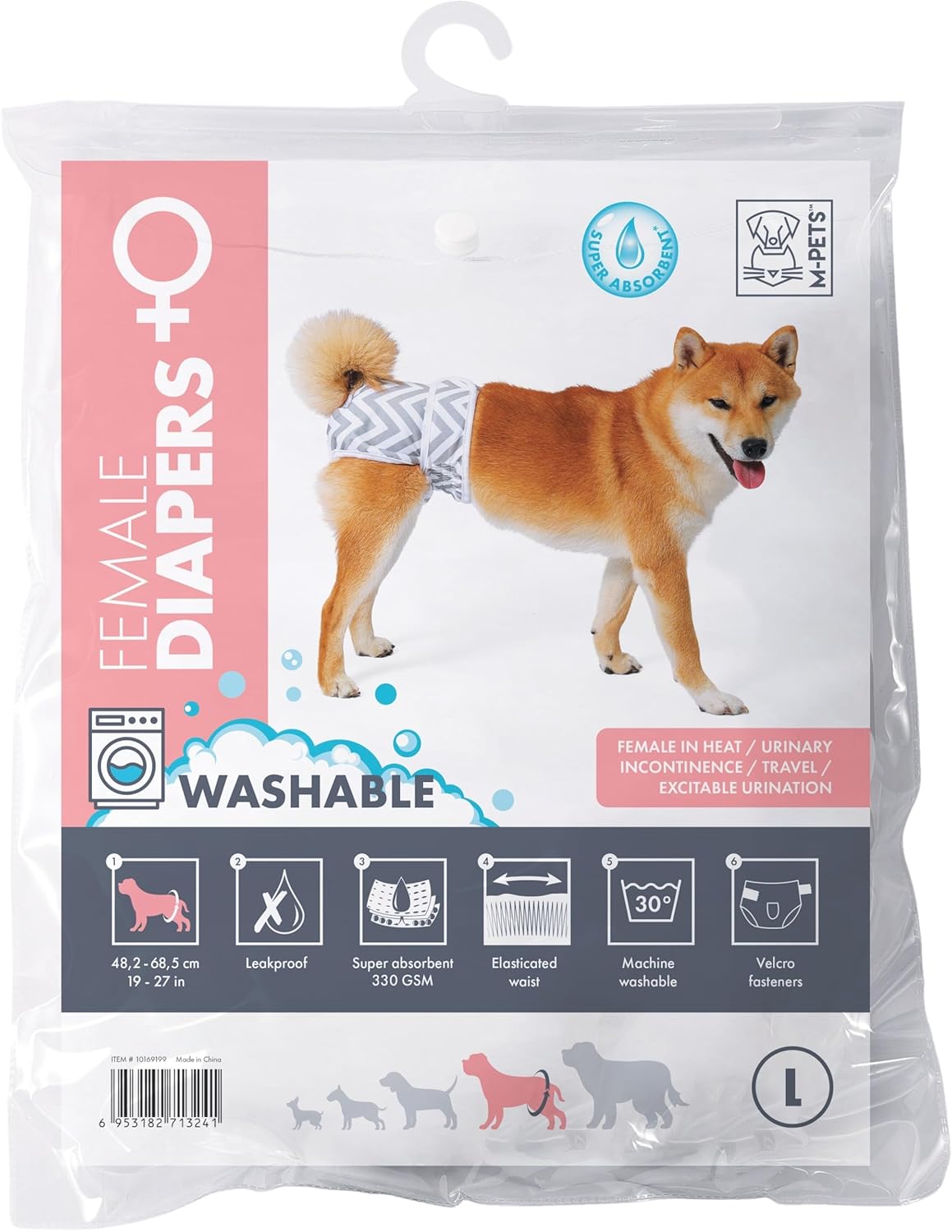 M-PETS DİŞİ KÖPEKLER İÇİN YIKANABİLİR KÜLOT (L)