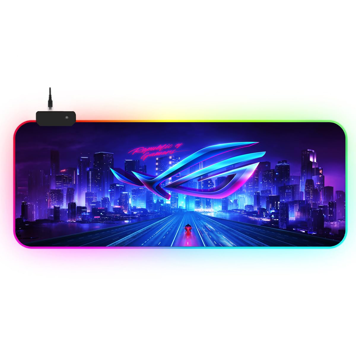 Porge RGB Mousepad 90x40 Rgb Mouse Pad XXL Büyük Oyuncu Ofis Mouse Altlığı Işıklı Mousepad (City)