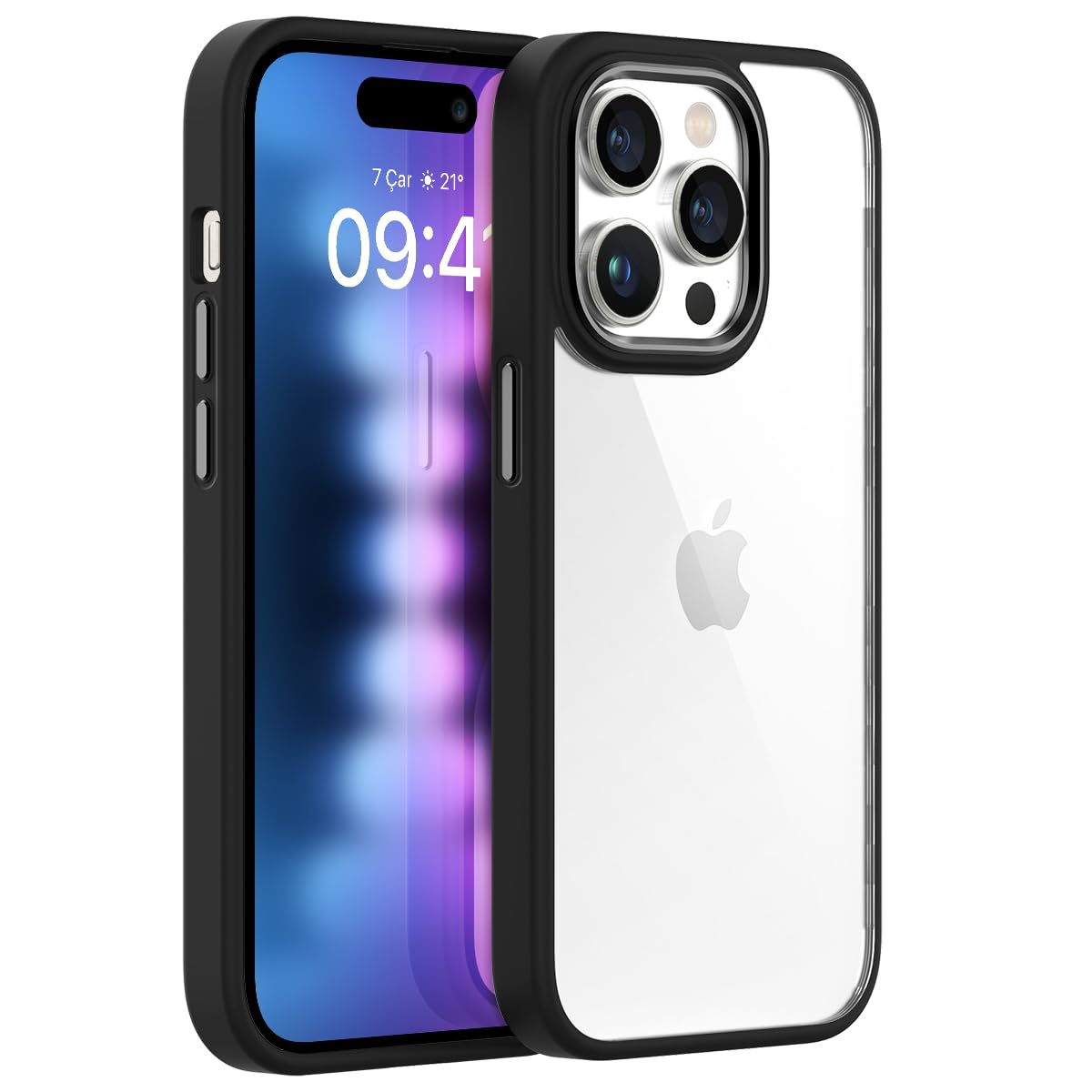 BUFF LABS Buff iPhone 15 Pro Max ile Uyumlu New Air Bumper Kılıf, Koruyucu Telefon Kılıfı (Siyah)