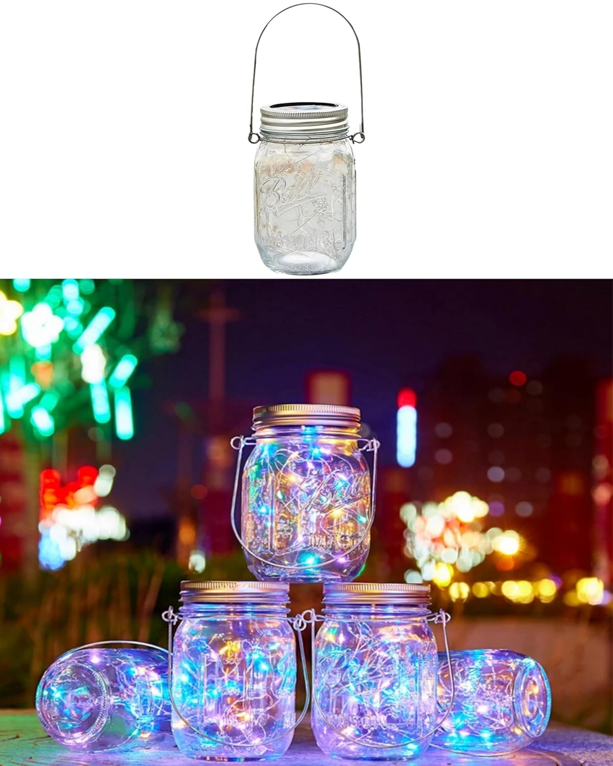 forlife solar technology Güneş Enerjili 3W RGB Çok Renkli Kavanoz Peri Led Asma Aparatlı 20 Led Bahçe, Ağaç, Balkon, Güverte, Yazlık, Veranda, Havuz Kenarı Aydınlatması Su Geçirmez