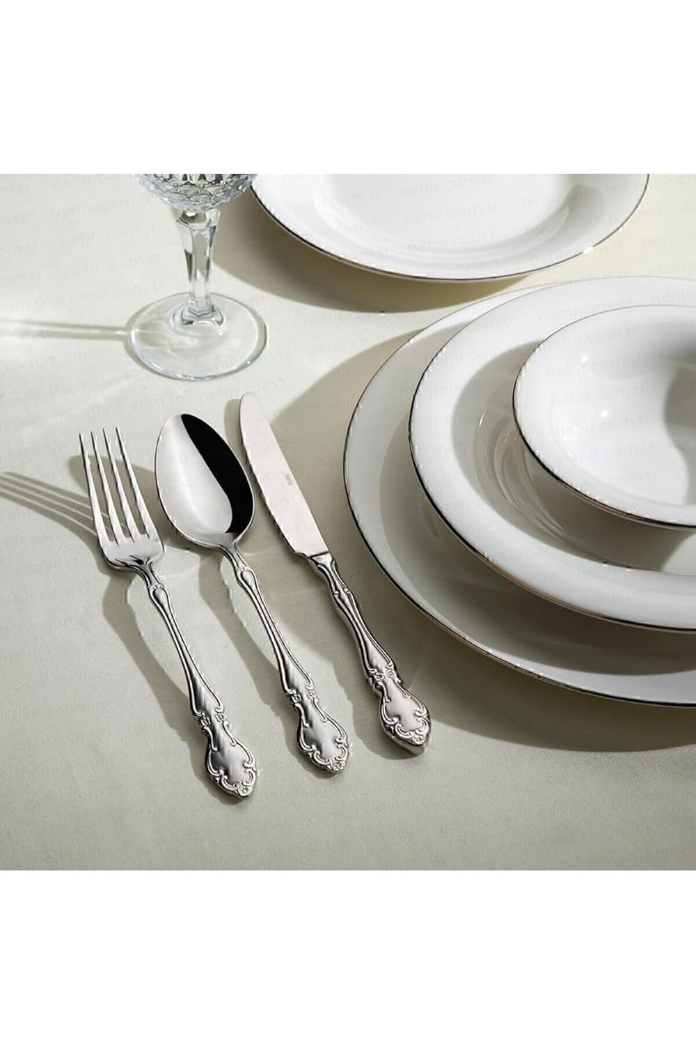 Nehir Adriana Saten 12 Kişilik 89 Parça Çatal Kaşık Bıçak Takımı