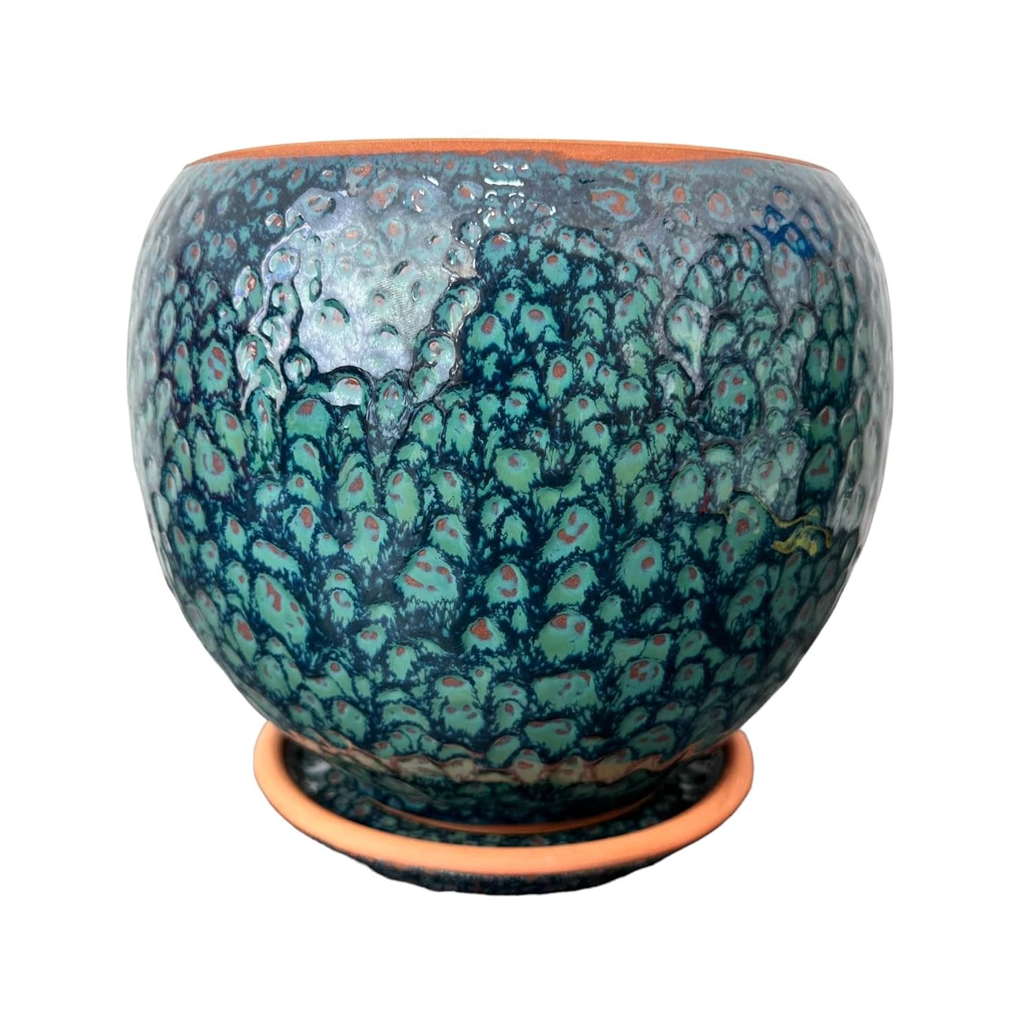 Bitki Tasarımı Ev Dekorasyon Lacivert Şekilli Artistik Çift Sırlı İç Ve Dış Mekan Kullanımlı Tabaklı Toprak Terrakota Saksı Saksılık Salon Çiçeklik