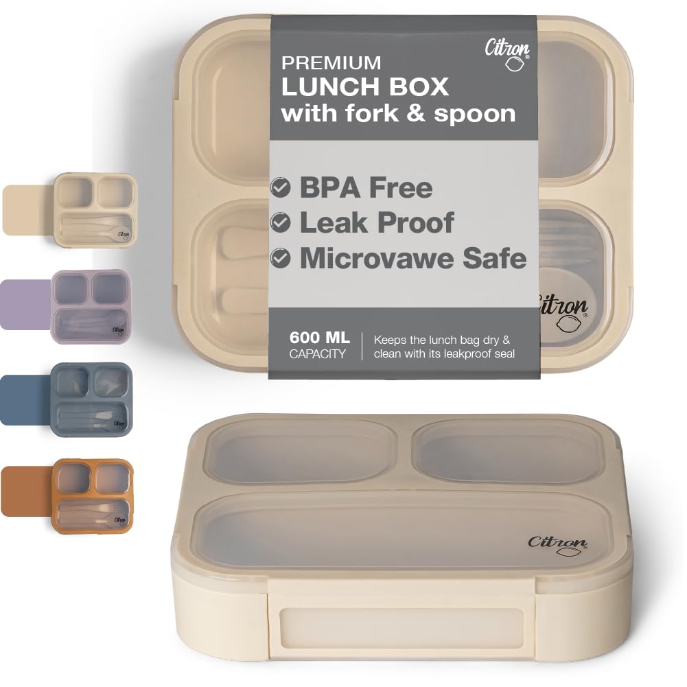 Citron Citron Çatal ve Kaşıklı Bento Beslenme Kutusu Seti - Beige 1061015