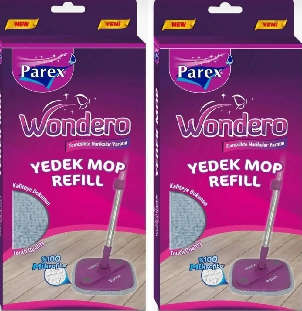 Parex WONDERO OTOMATİK TEMİZLİK SETİ YEDEK MOP 2Lİ AVANTAJ PAKETİ, Parex, Gri̇, 15cm
