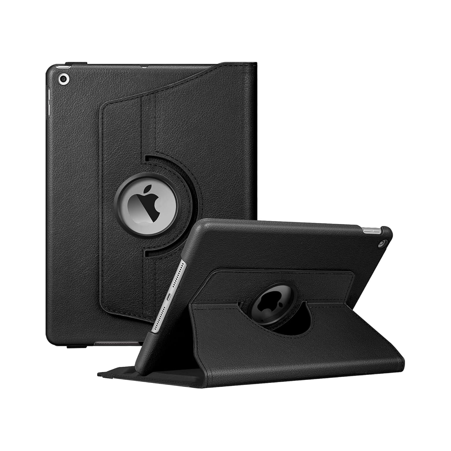Babilden Apple iPad Yatay ve Dikey Standlı 360 Derece Döner Tablet Kılıfı (iPad 9.Nesil 10.2 Siyah)