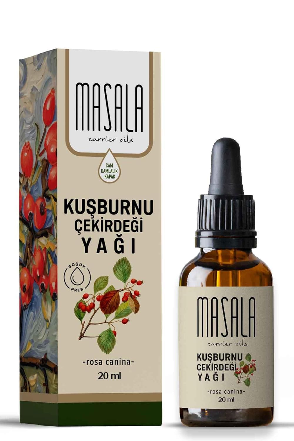 Masala Saf Kuşburnu Çekirdeği Yağı 20 ml. (Rosehip Oil) Soğuk Pres