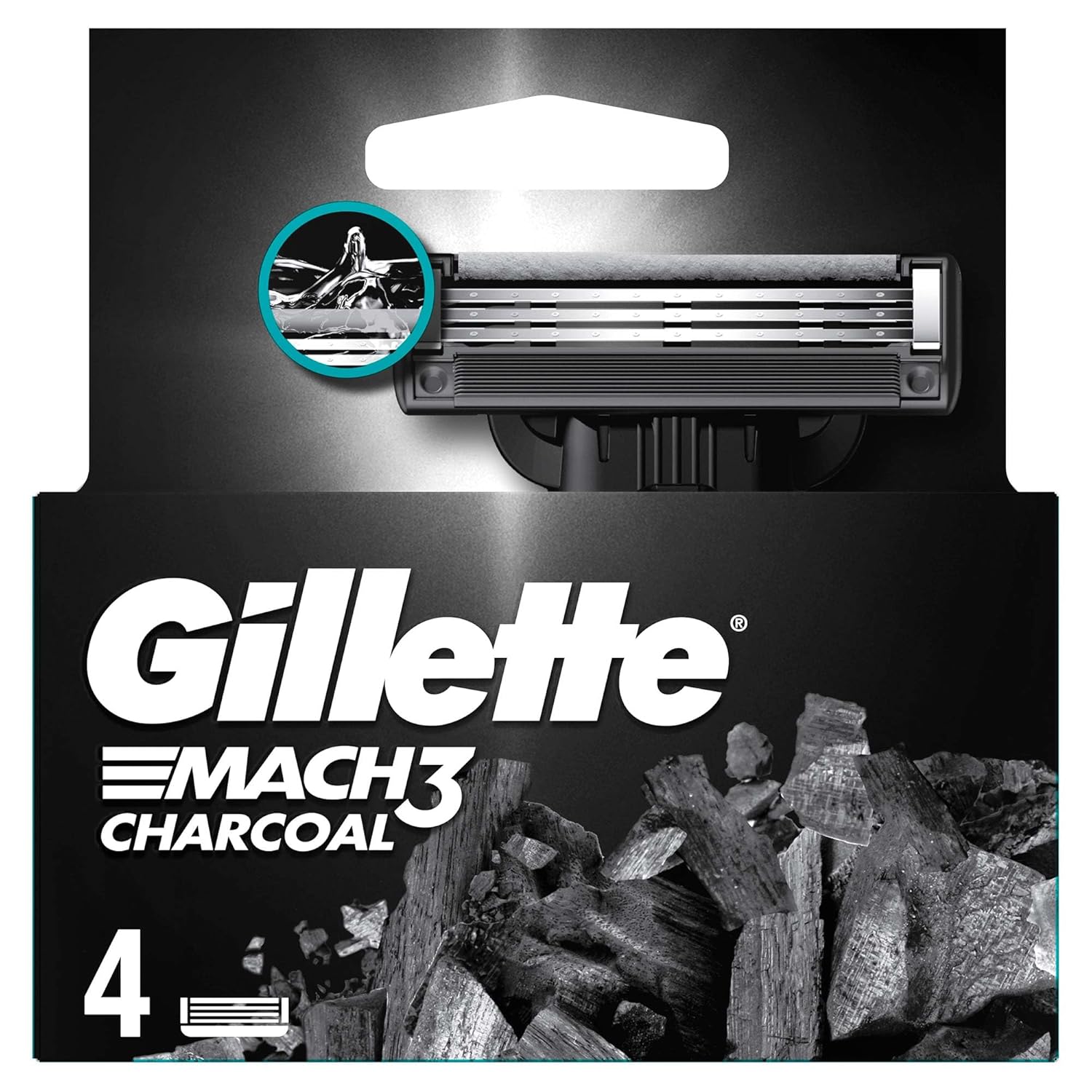 Gillette Mach3 Charcoal Yedek Tıraş Bıçağı 4'lü