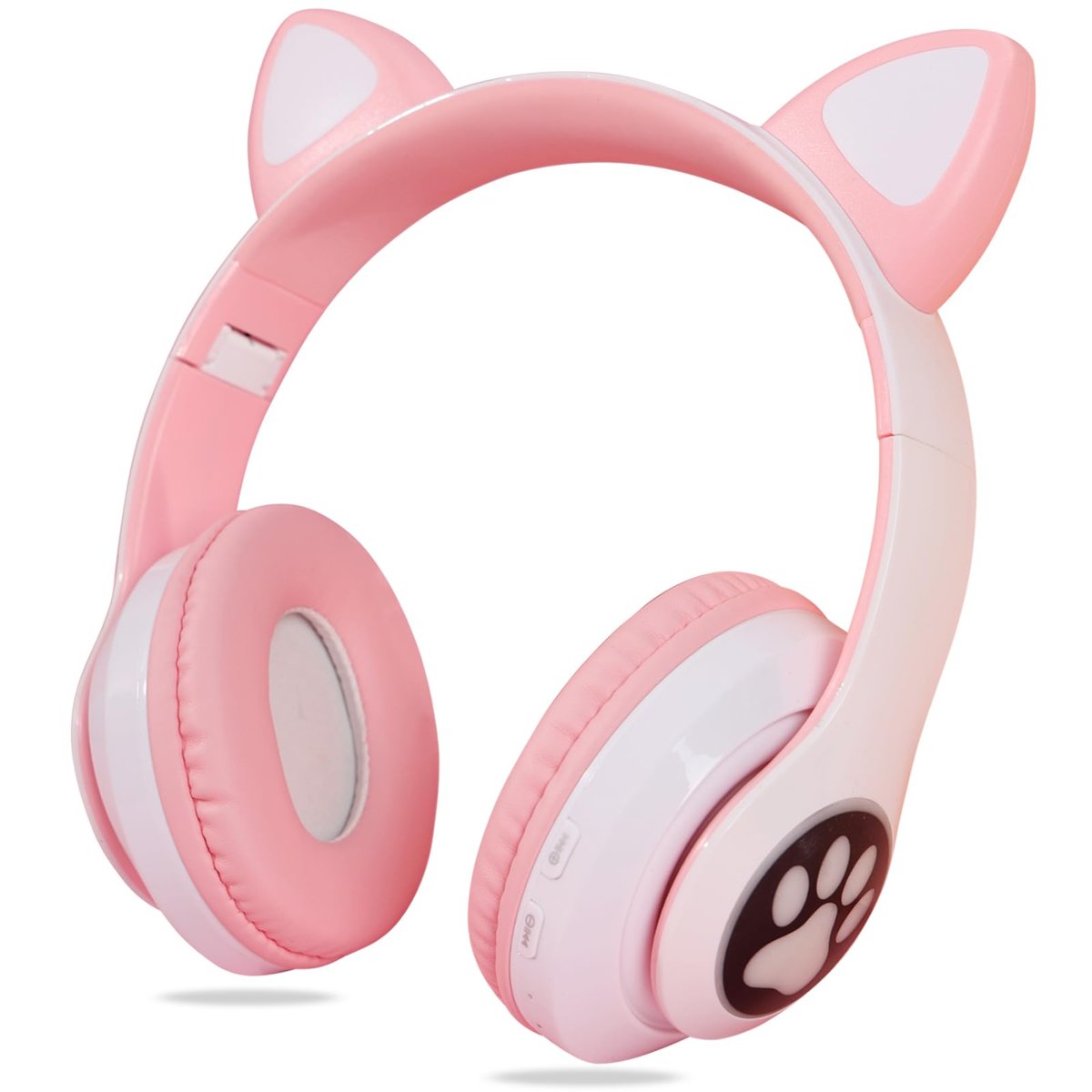Kedi kulaklı çocuk kulaklığı, Bluetooth 5.0, kablosuz, stereo kulaklık, mikrofonlu kulak üstü, LED RGB ışık, katlanabilir kedi kulakları