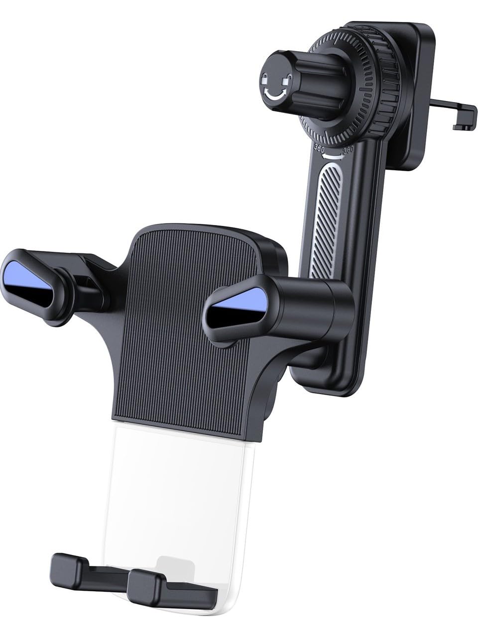 BOROFONE Coverzone Araç Telefon Tutucu Araba Havalandırmasına Uygulanabilen 360 Derece Dönebilen Uygun Kıskaçlı Model Araba Kalorifer Izgarasına Montaj Siyah Renk CA-05