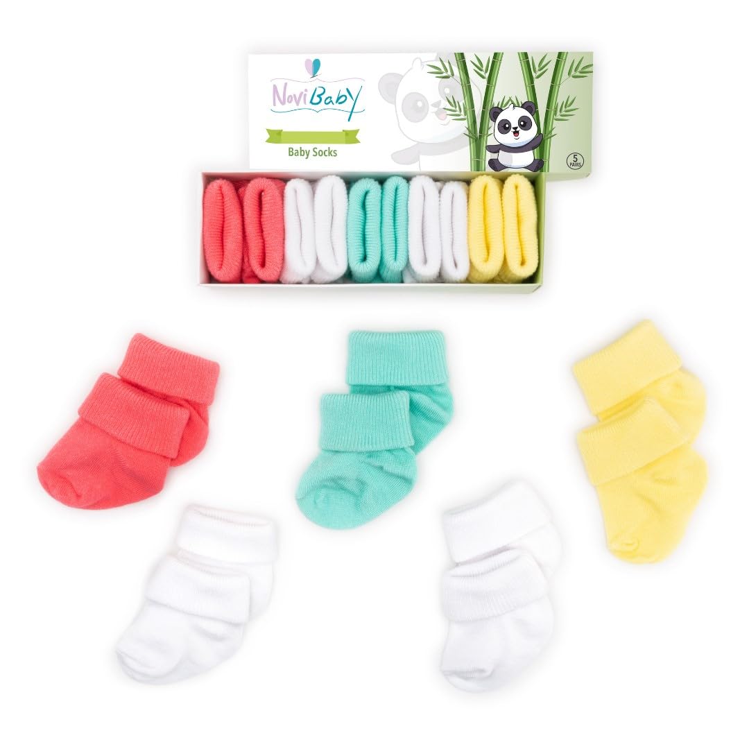 Novibaby 5'li Bambu Yenidoğan Bebek Çorap (Star, 6-12 Ay)