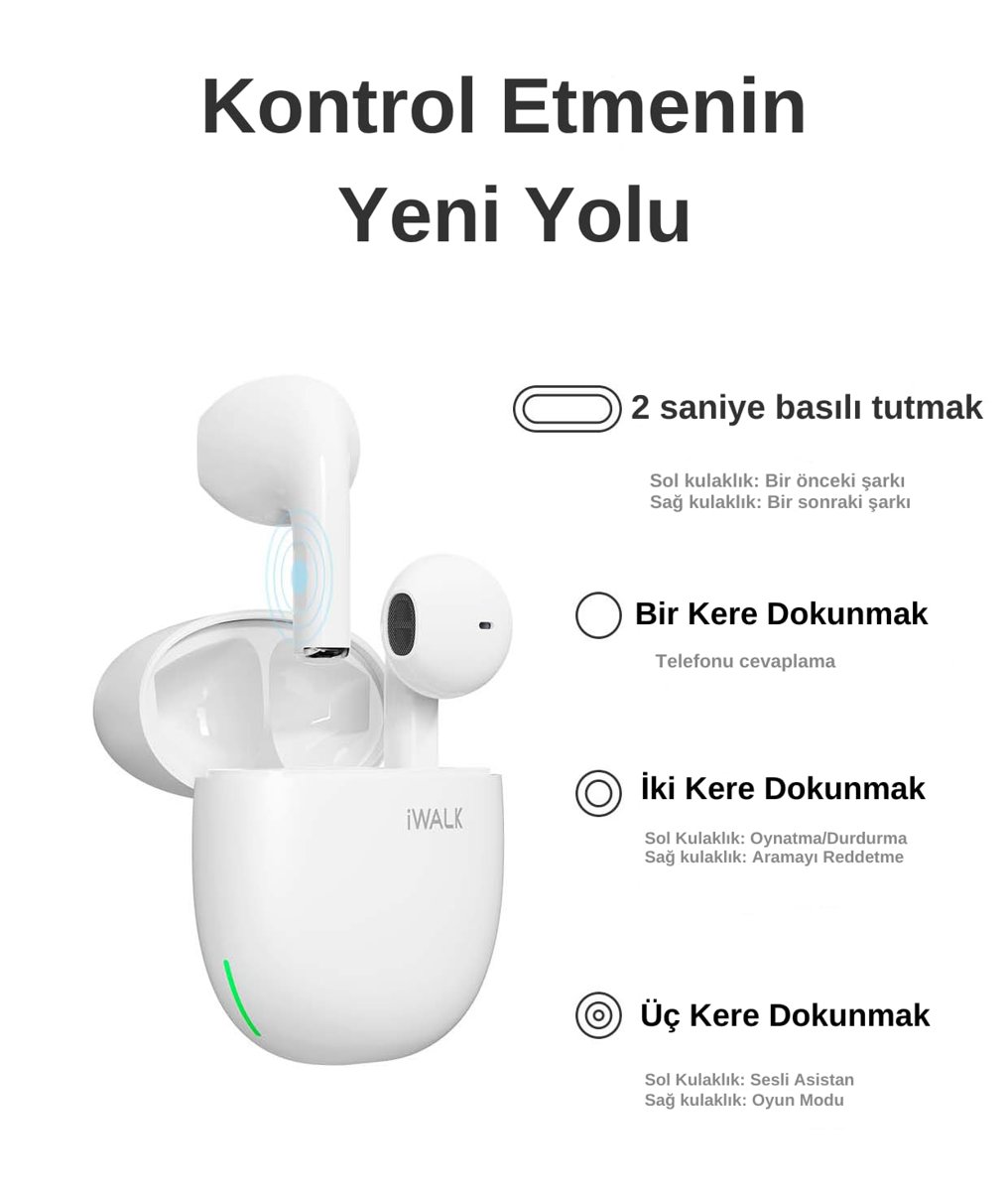 iWALK AmourDuo Kablosuz Dokunmatik Kontrollü 45ms Oyun Modu Özellikli Bluetooth Kulaklık (PEMBE)