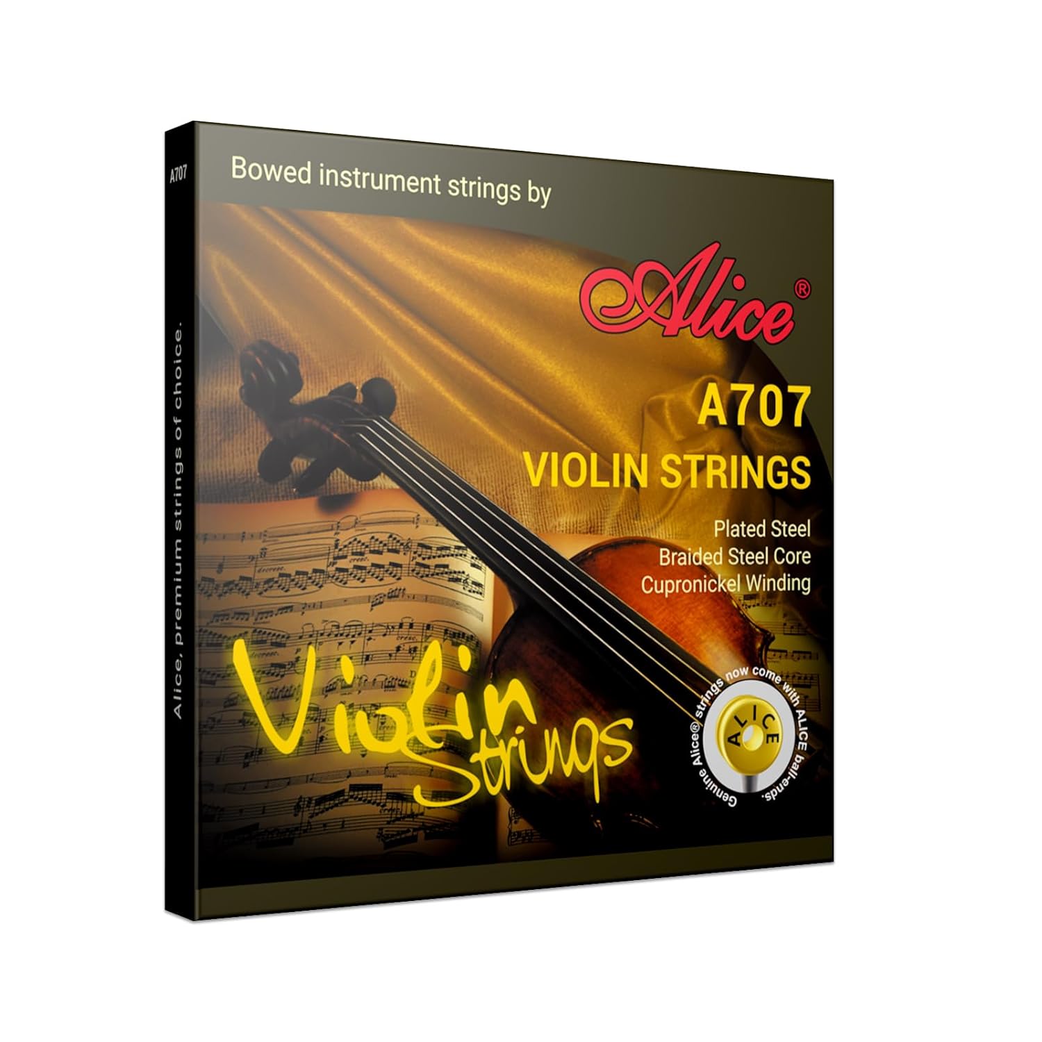 Alice A707 Keman Teli Seti, Kaplama Çelik Düz Tel, Örgülü Çelik Çekirdek, Al-Mg ve Bakır Nikel Sargı