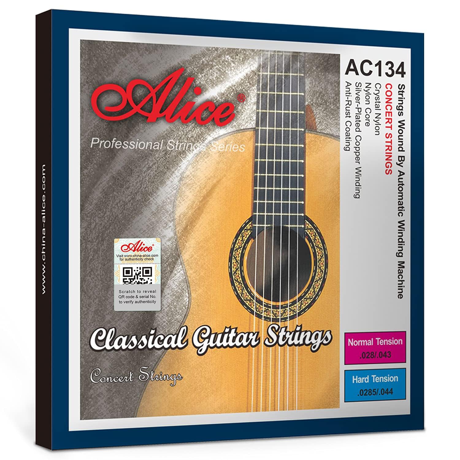 Alice AC134-N Klasik GitarTelli Klasik Naylon Gitar Telli,Normal Gerginlik 28-43 Ölçü, Paslanma Önleyici Kaplama, Gümüş Kaplama