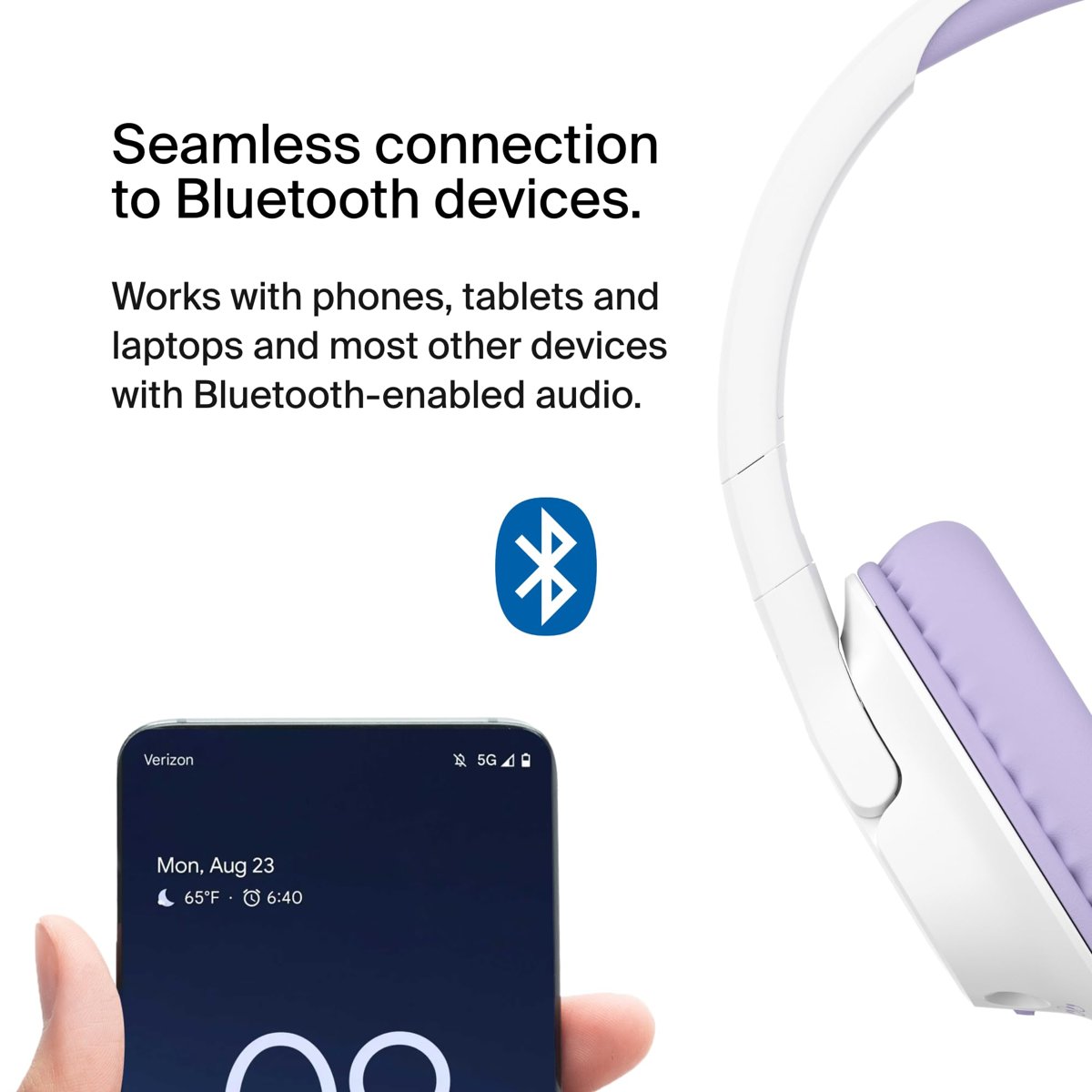 Belkin SoundForm Inspire Kablosuz Kulak Üstü Kulaklık Çocuklar İçin, Çevrimiçi Öğrenme ve Dahili Mikrofonla Seyahat - iPhone, iPad, Galaxy ve Daha Fazlasıyla Uyumlu