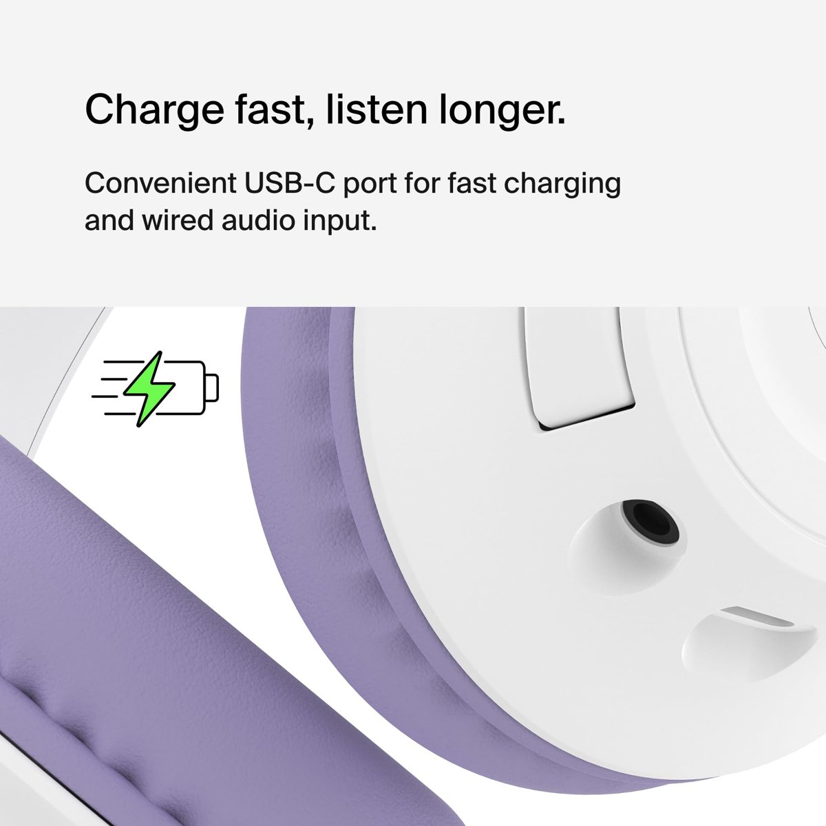 Belkin SoundForm Inspire Kablosuz Kulak Üstü Kulaklık Çocuklar İçin, Çevrimiçi Öğrenme ve Dahili Mikrofonla Seyahat - iPhone, iPad, Galaxy ve Daha Fazlasıyla Uyumlu