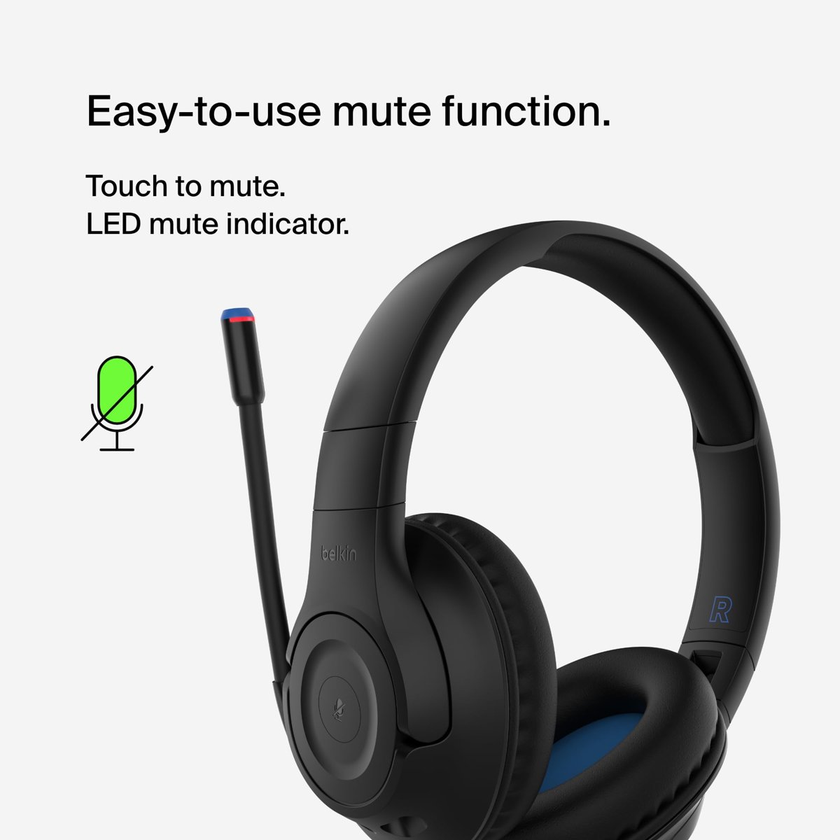 Belkin SoundForm Inspire Kablosuz Kulak Üstü Kulaklık Çocuklar İçin, Çevrimiçi Öğrenme ve Dahili Mikrofonla Seyahat - iPhone, iPad, Galaxy ve Daha Fazlasıyla Uyumlu