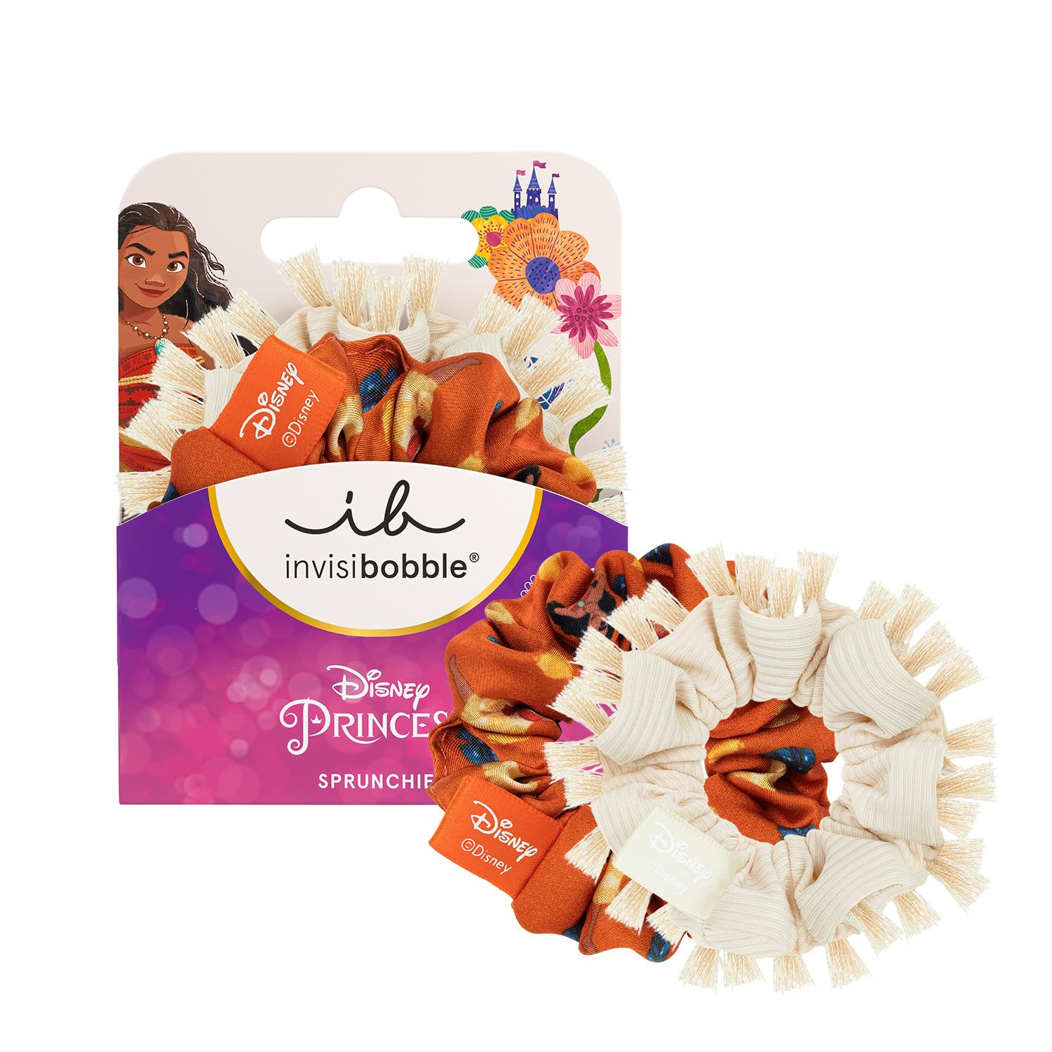 invisibobble Kids Scrunchie Disney Moana – Bej ve Turuncu 2'li Set – Kız Çocuk Saç Tokası, Çocuklar için Yüksek Kaliteli Scrunchies Seti