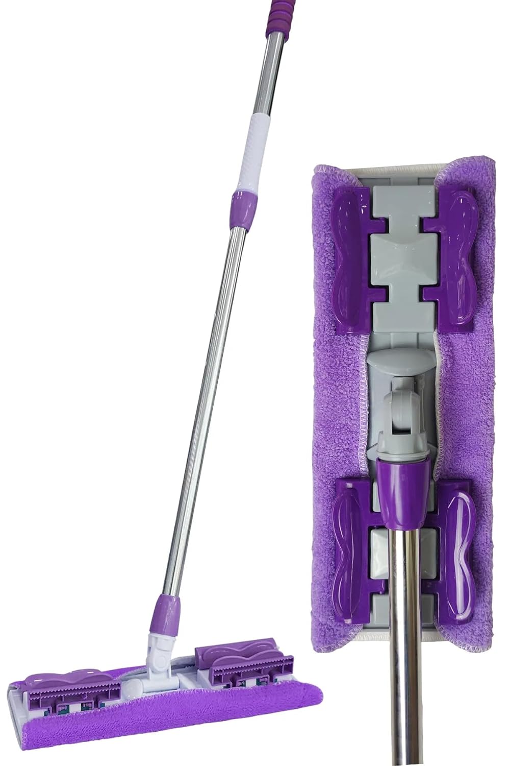 Orret Home Yedek Mikrofiber Bezli Mandallı Mop, Sıkıştırmalı, Uzayabilir Teleskopik Saplı, 360 Derece Dönebilir Zemin ve Duvar Temizlik Mopu