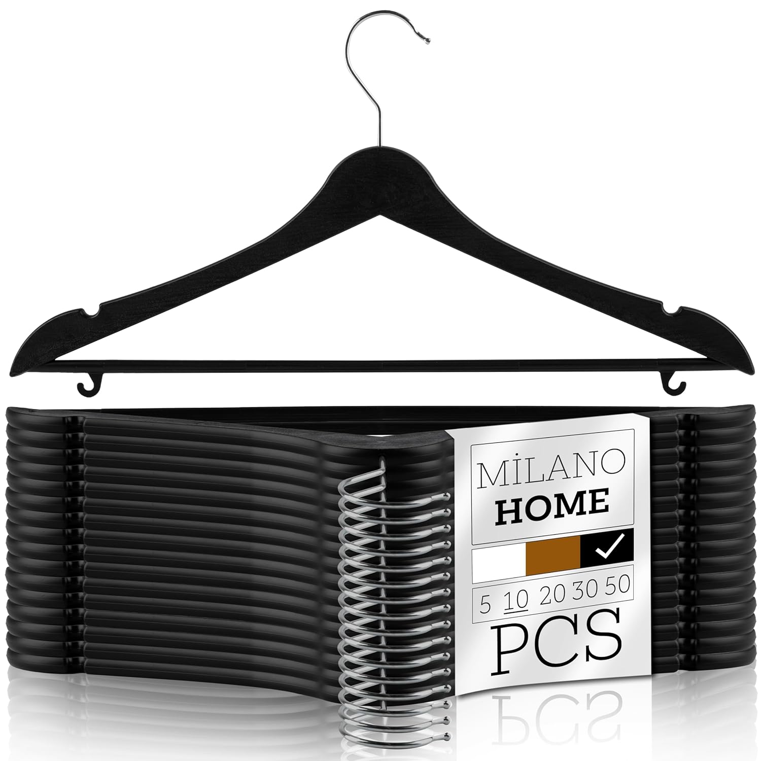 gorilla Ahşap Görünümlü Plastik Siyah Kıyafet Elbise Askısı Askılığı Gömlek Askısı Pantolon Askısı (10, Siyah)