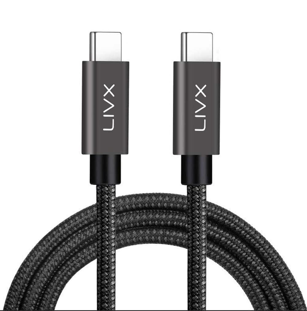 LivX Solid 100W 5A Type C to Type C 1 Metre Hızlı Şarj ve Data Kablosu Halat Örgülü Space Gray