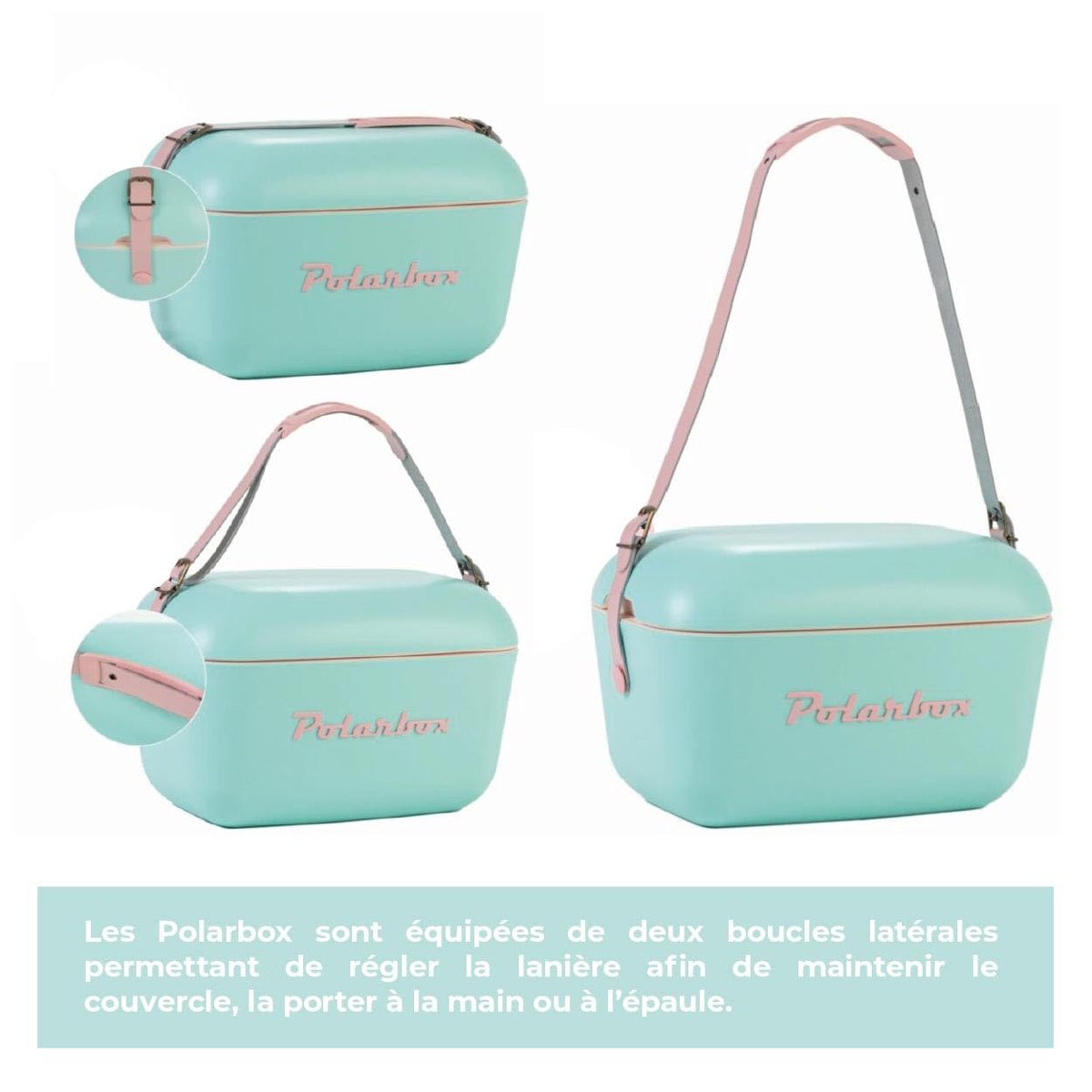 Polarbox Classic Deri Kayışlı Soğuk ve Sıcak Termos Çanta 20 L Deniz Mavisi & Mavi