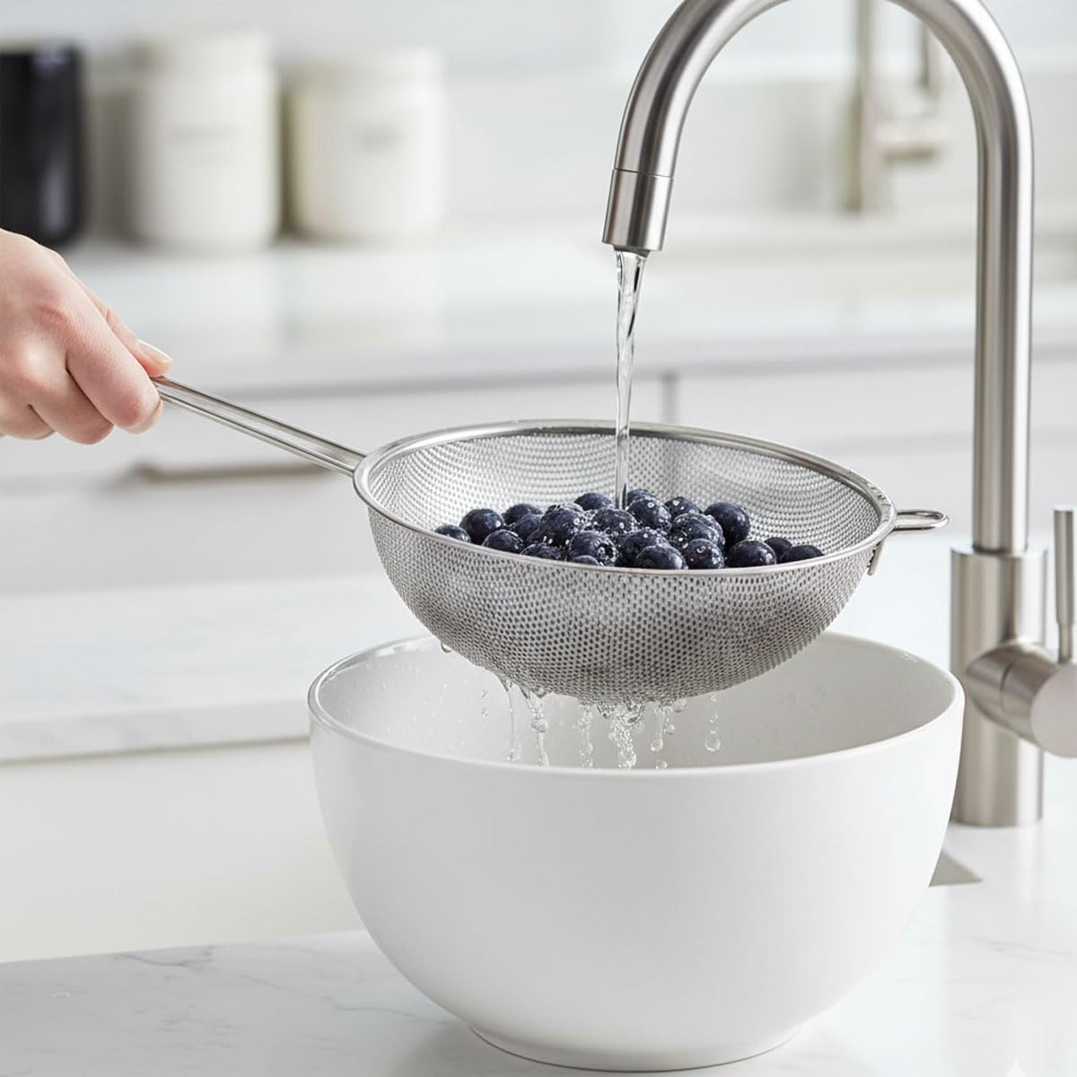 Deconox Saplı Paslanmaz Çelik Süzgeç, Büyük Boy Metal Süzgeç 22 * 10 Cm - Estetik ve Dayanıklı: Saplı Paslanmaz Çelik Süzgeç - Büyük Boy Metal Süzgeç ile Mutfakta Filtreleme İşlerini Kolaylaştırın!