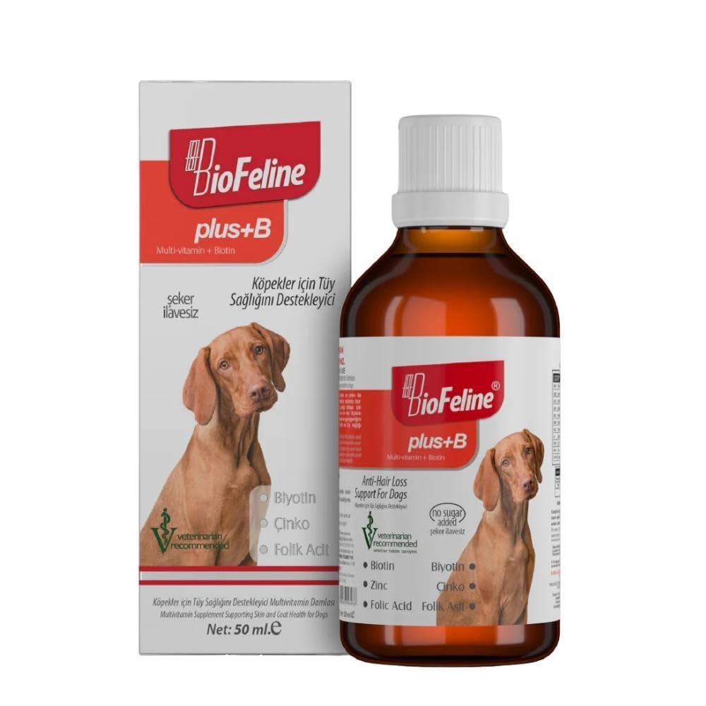 Biofeline Köpekler İçin Plus B Damla 50ml ve Tüy Dökülmesini Engelleyici Biotinli Tüy Sağlığı Damlası