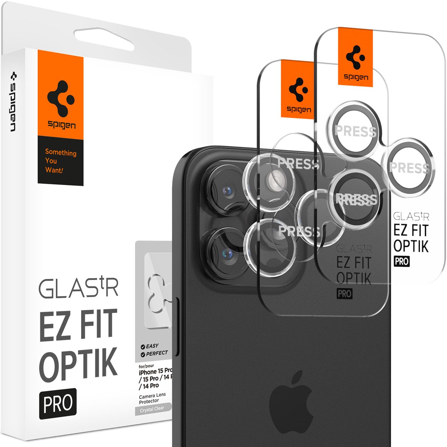 Spigen iPhone 17 Pro Max / 17 Pro / 16 Pro Max / 16 Pro / 15 Pro Max / 15 Pro / 14 Pro Max / 14 Pro ile uyumlu Kamera Lens Camı Koruyucu Kolay Kurulum Glas.tR EZ Fit Optik Pro 2 Adet Clear AGL06914