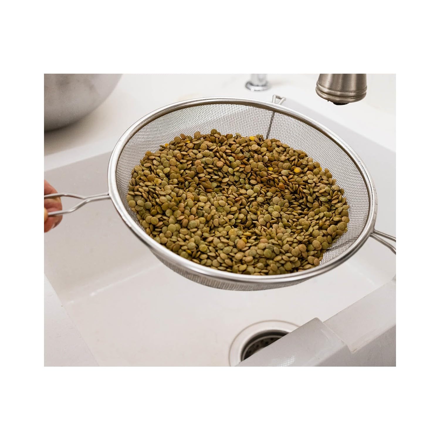 5DM-Destekli Metal Saplı Kalaylı Un - Süt - Şeker - Bakliyat Süzgeci 22 Cm